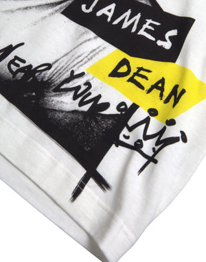 Weißes Herren-T-Shirt aus Baumwolle mit Grafik und kurzen Ärmeln