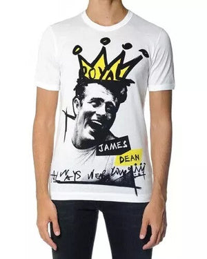 Weißes Herren-T-Shirt aus Baumwolle mit Grafik und kurzen Ärmeln