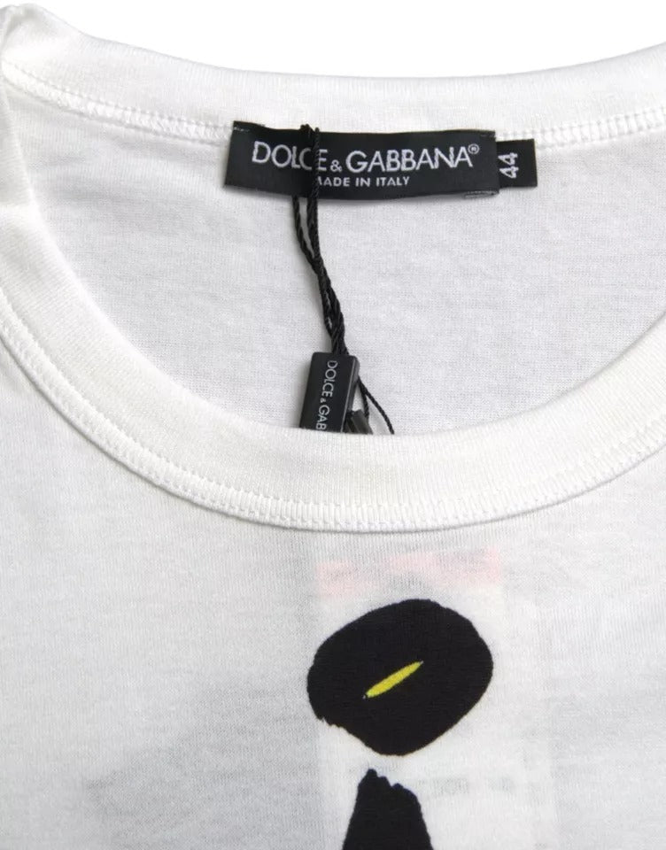 Weißes Herren-T-Shirt aus Baumwolle mit Grafik und kurzen Ärmeln