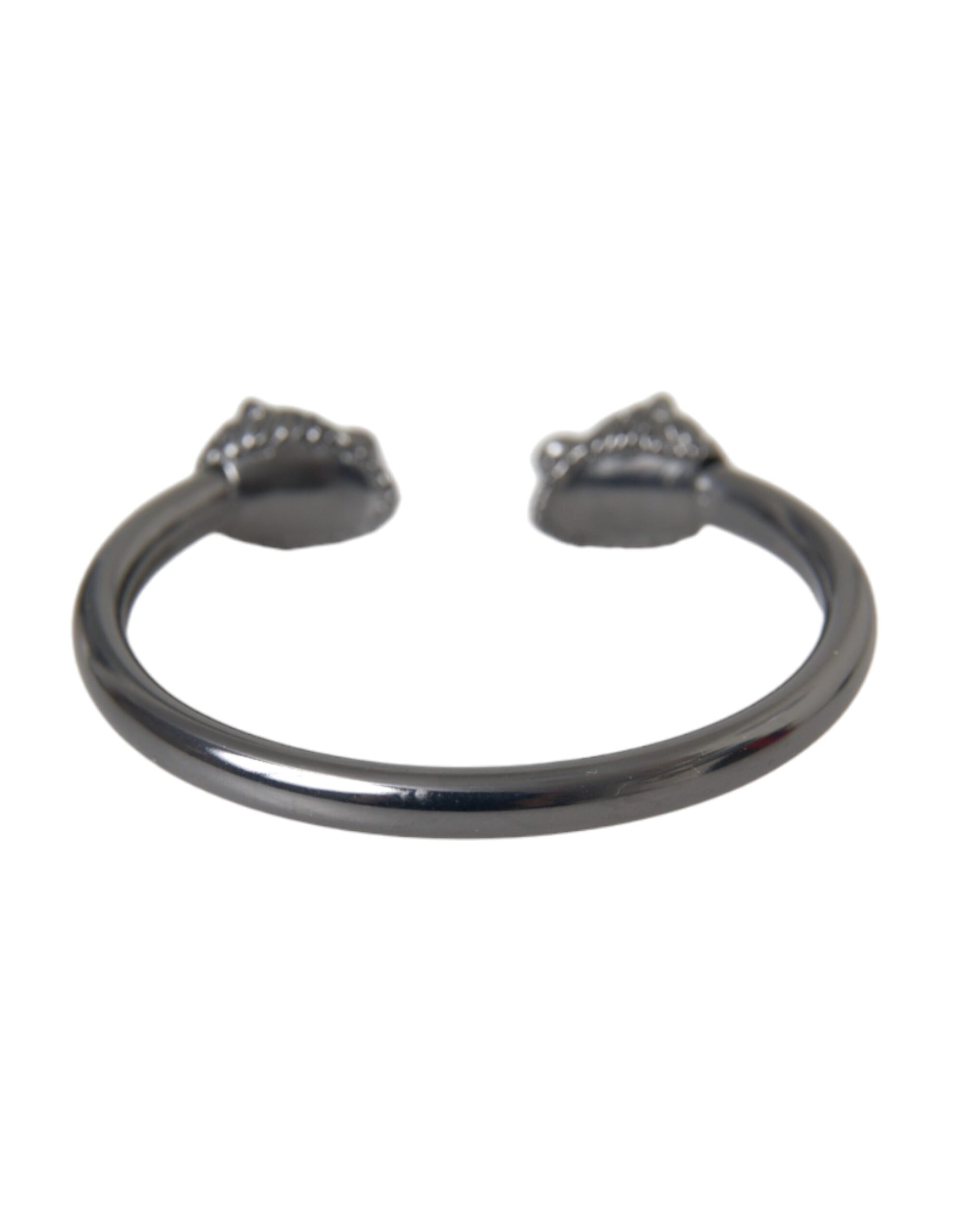 Armreif mit Löwenmotiv in Schwarz-Rhodium für Damen