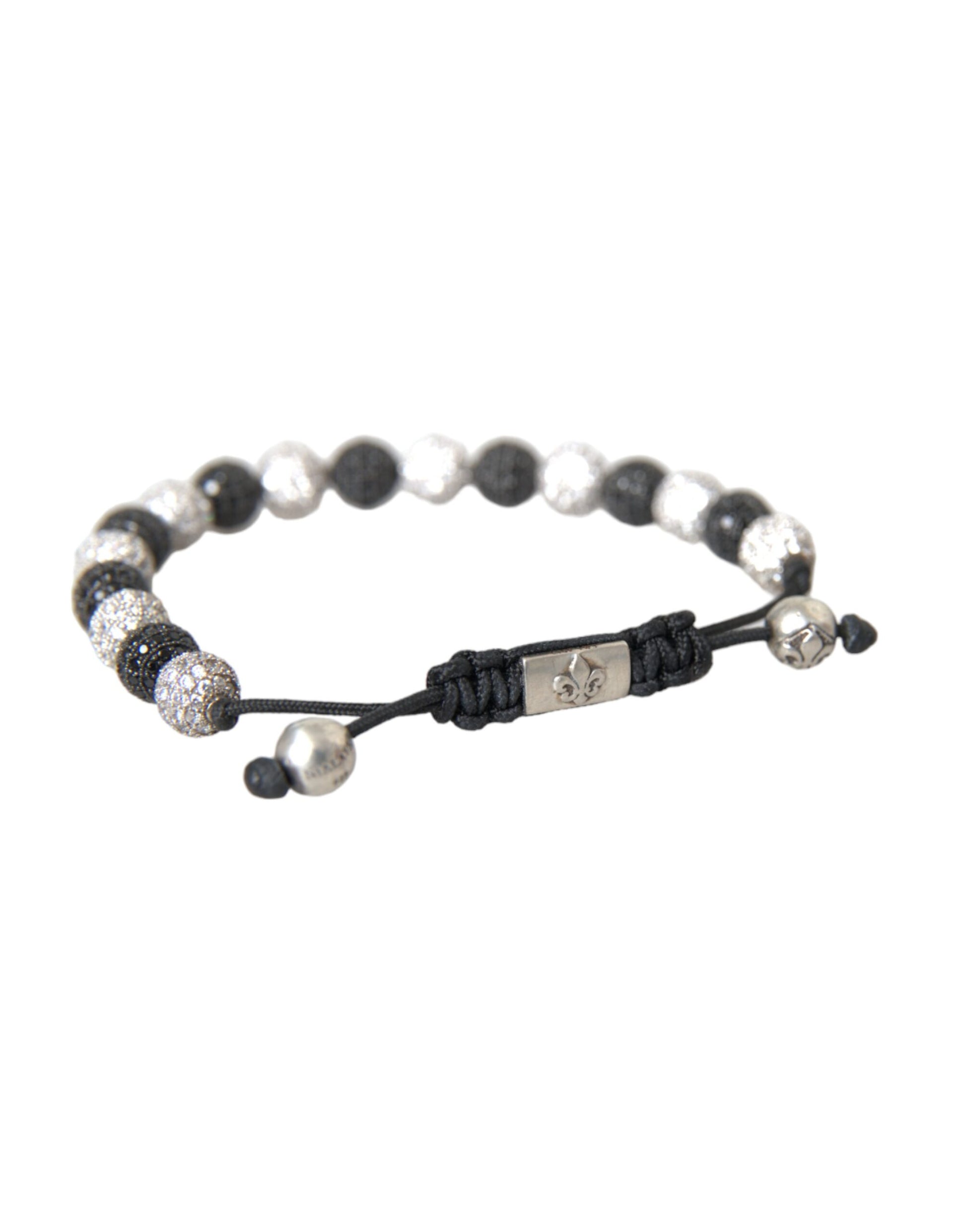 CZ Kristallkugel Schwarz Weiß Perlen Armband