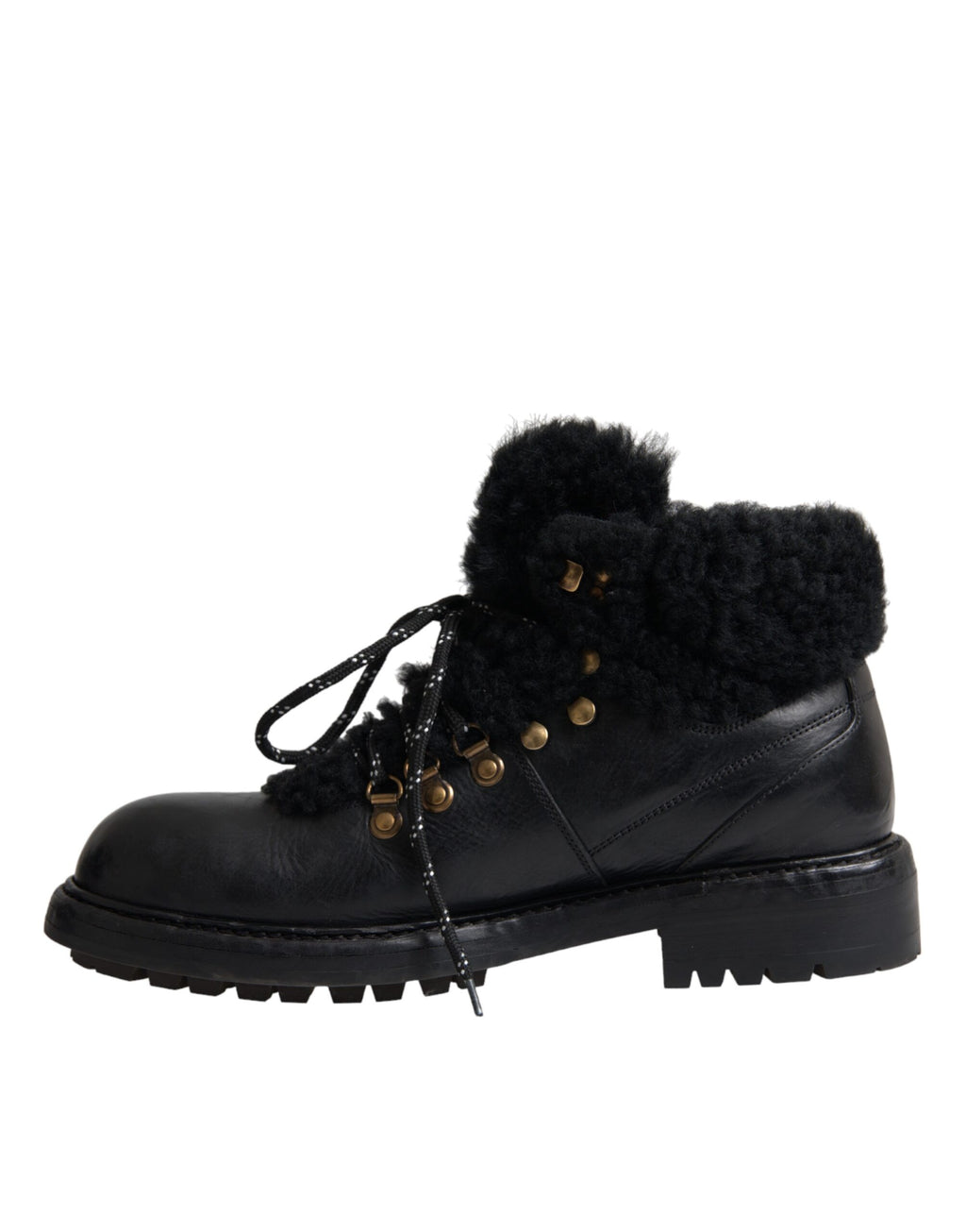 Schwarze Bernini-Lammfellstiefel aus Leder