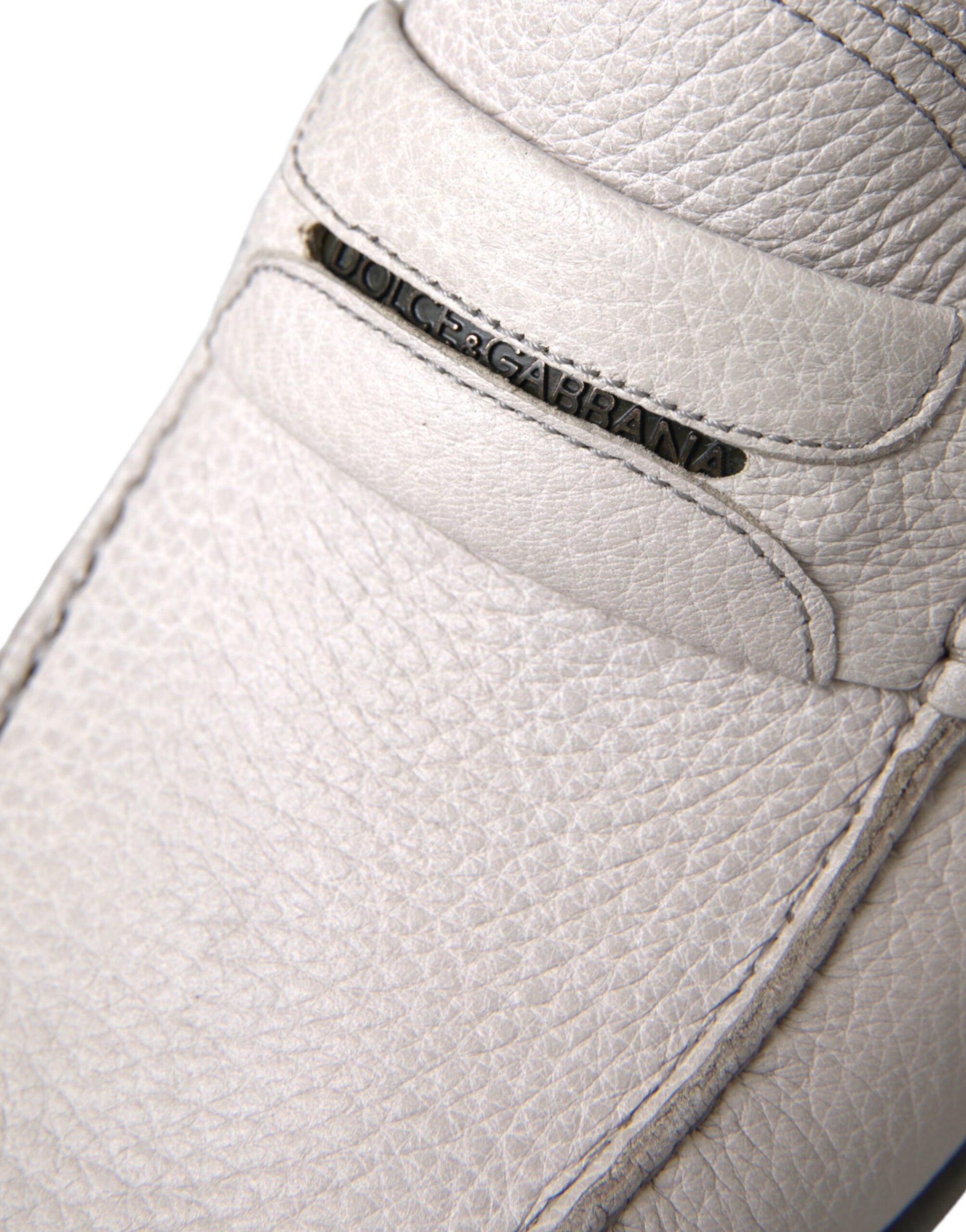 Weiß Grau Leder Slip Mokassin Schuhe Loafer