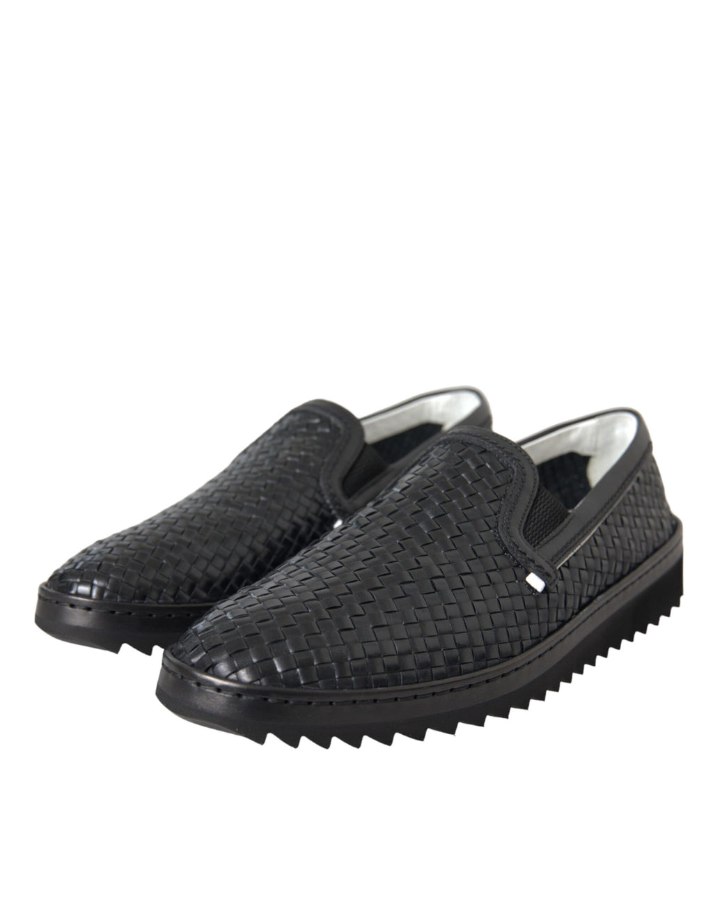 Schwarze gewebte Büffelleder-Loafer für Herren