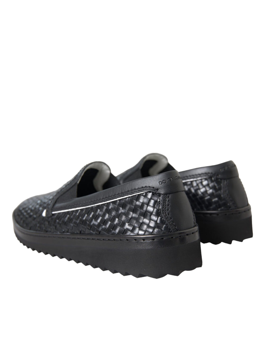 Schwarze gewebte Büffelleder-Loafer für Herren
