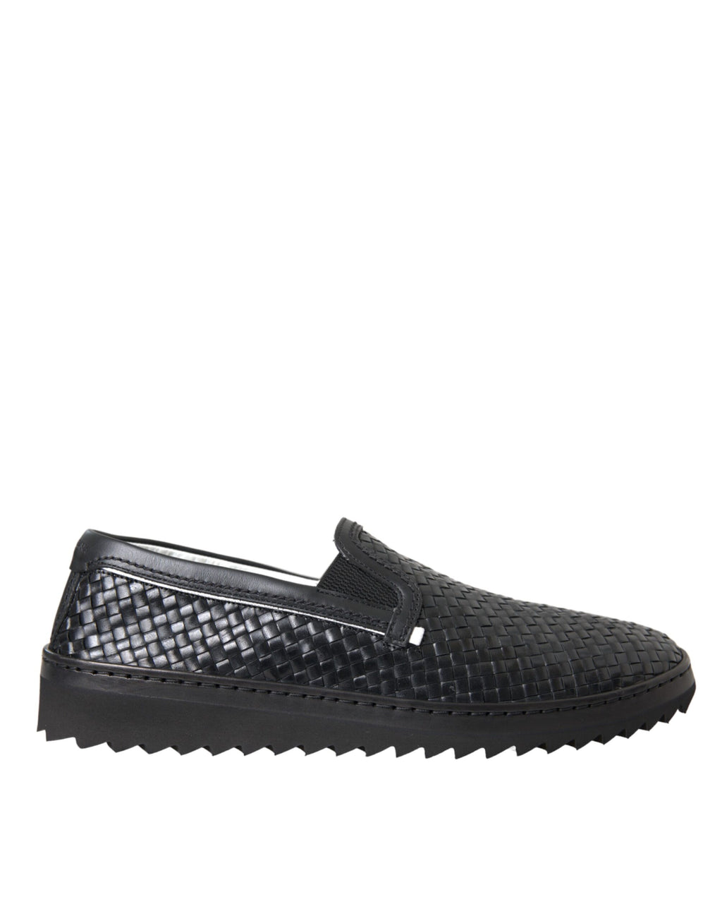 Schwarze gewebte Büffelleder-Loafer für Herren