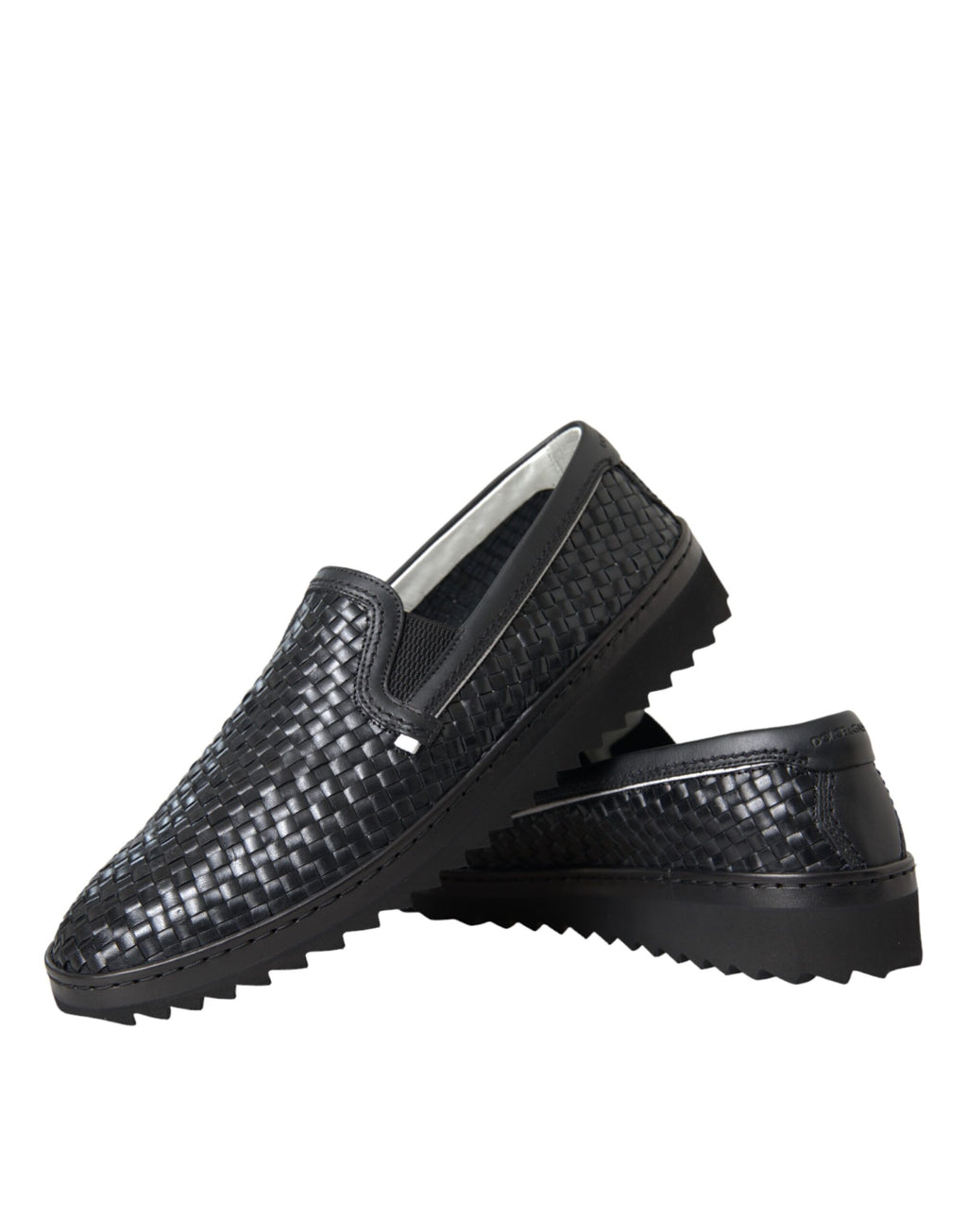 Schwarze gewebte Büffelleder-Loafer für Herren