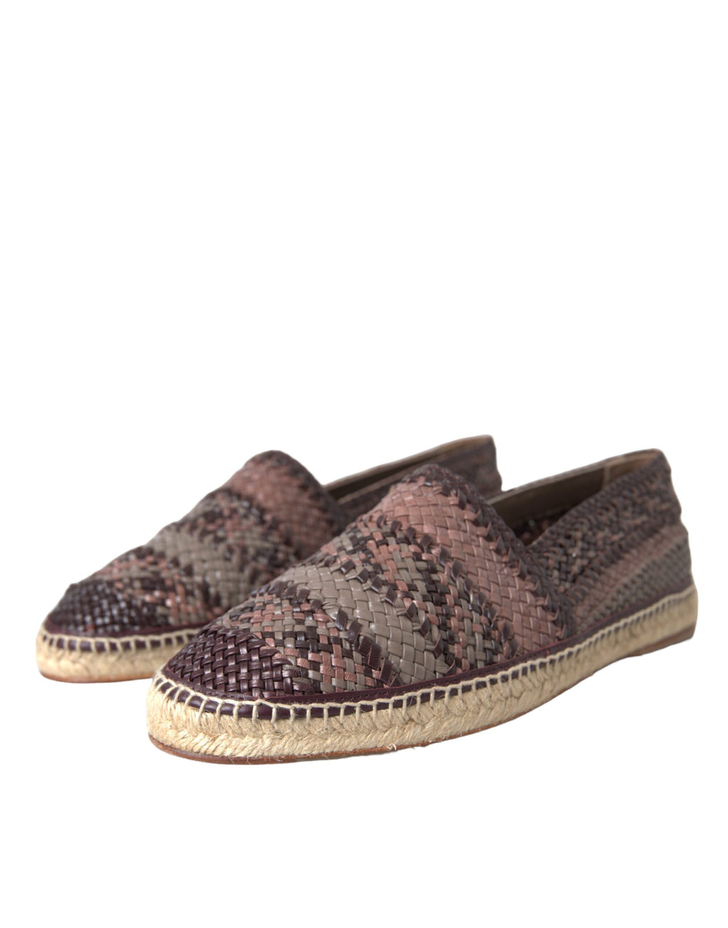 Braune Espadrille-Flats aus Büffelleder
