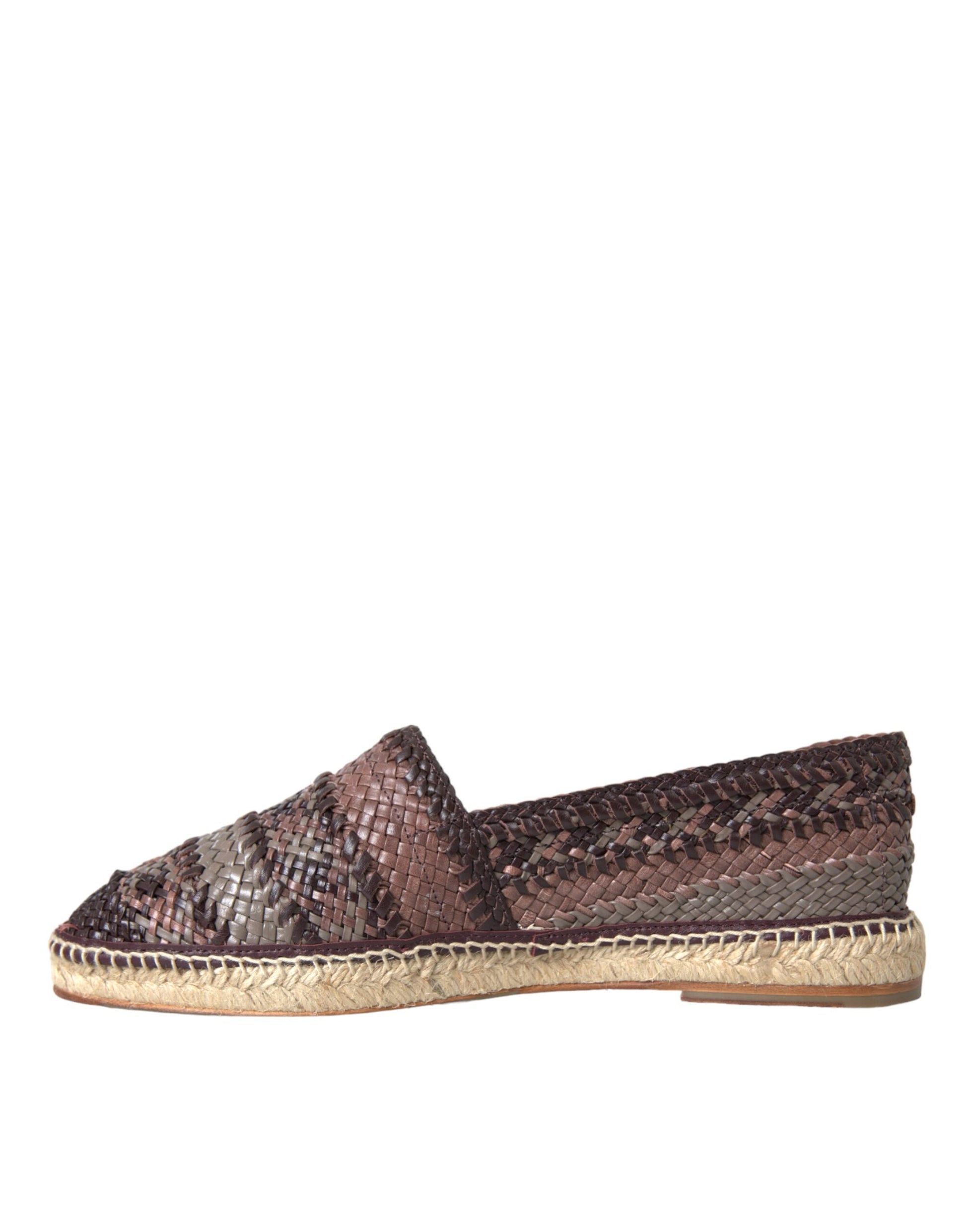Braune Espadrille-Flats aus Büffelleder