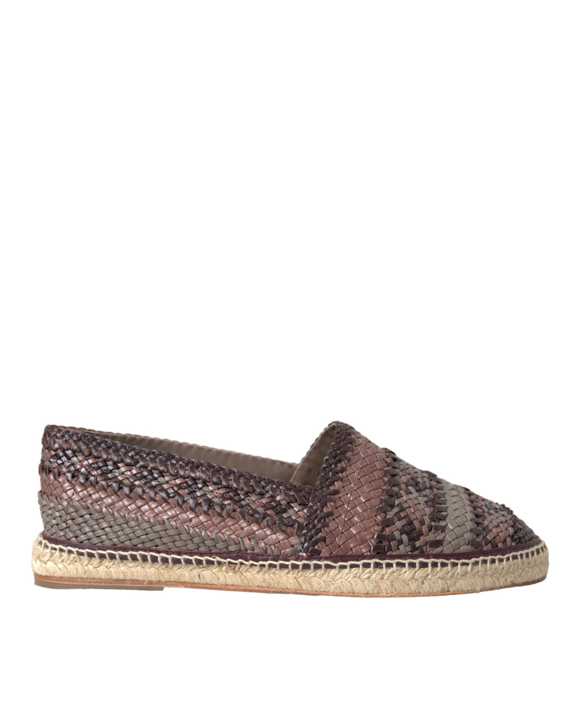 Braune Espadrille-Flats aus Büffelleder