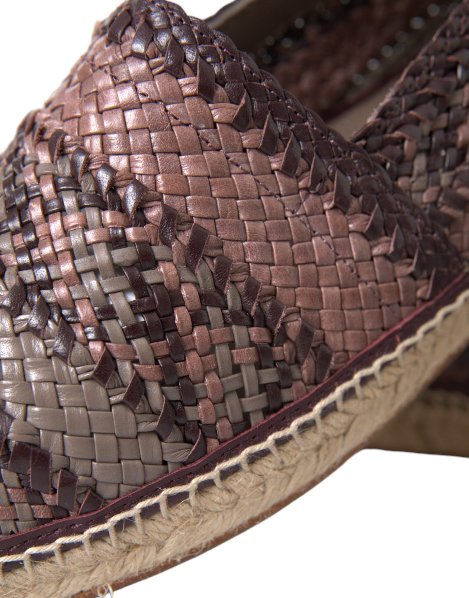 Braune Espadrille-Flats aus Büffelleder