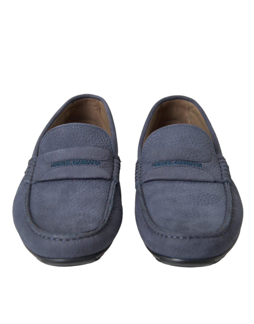 Blaue Slipper-Mokassins aus Kalbsleder