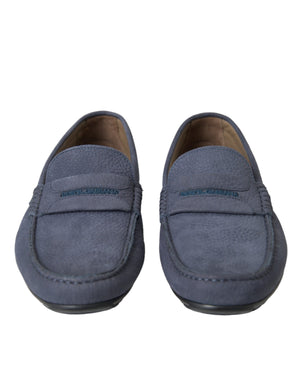Blaue Slipper-Mokassins aus Kalbsleder