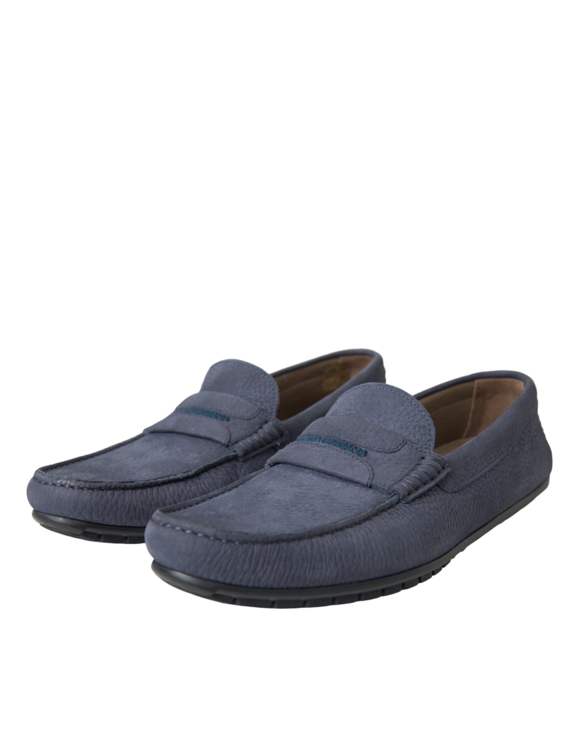 Blaue Slipper-Mokassins aus Kalbsleder