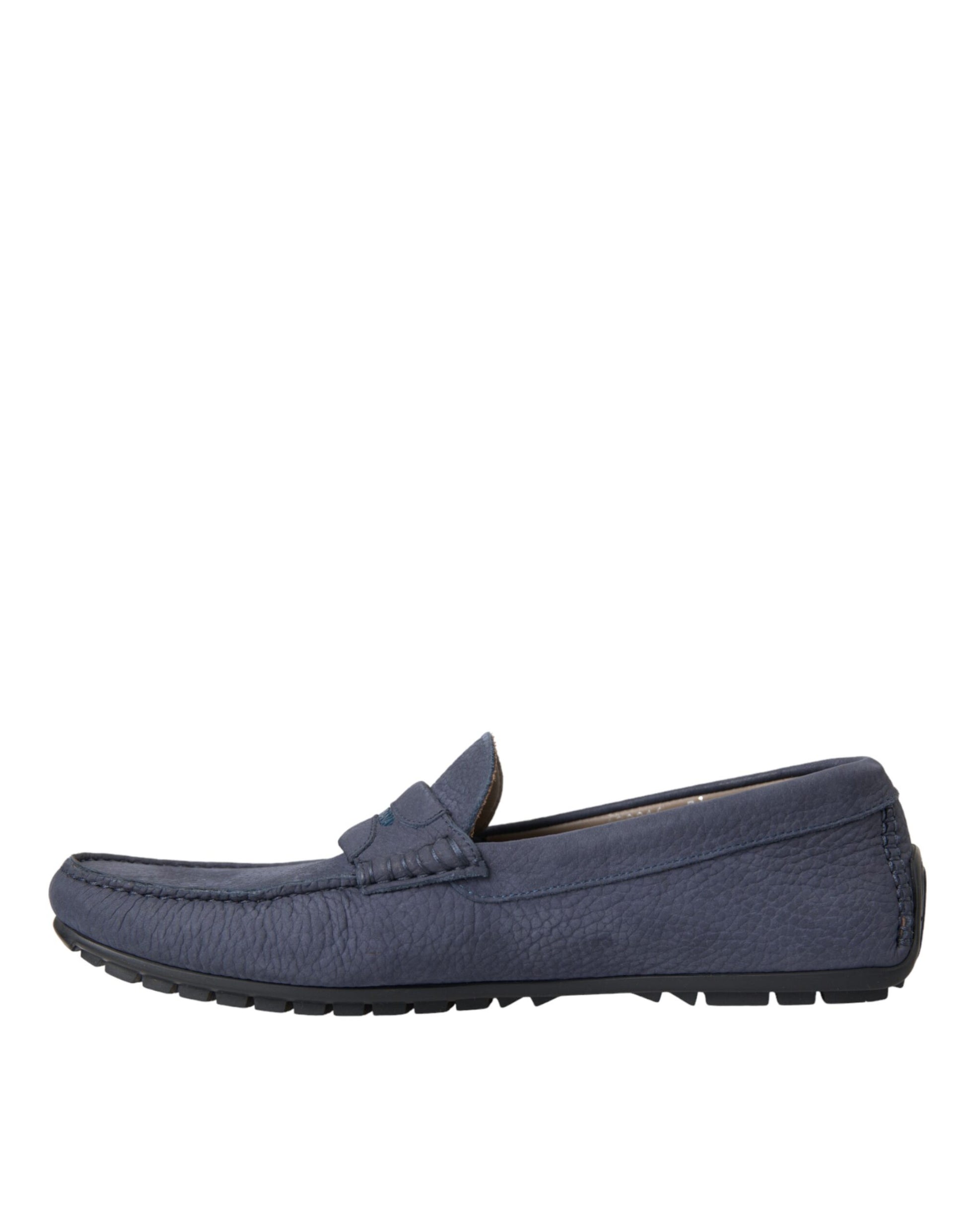 Blaue Slipper-Mokassins aus Kalbsleder