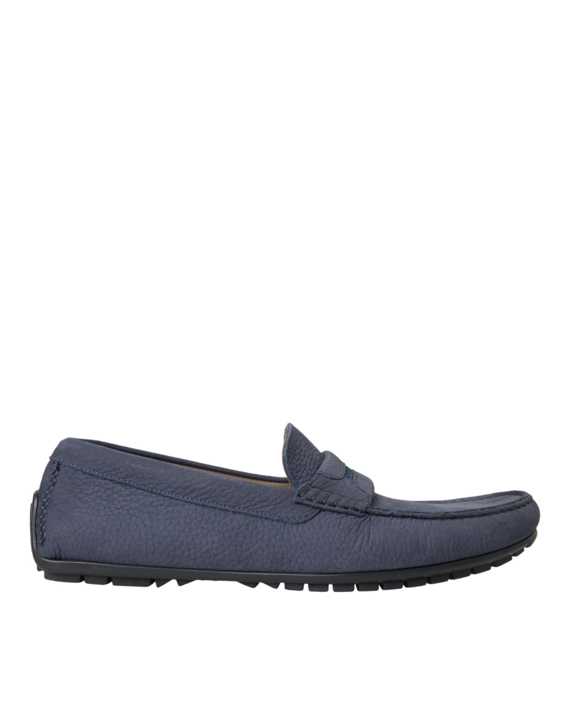 Blaue Slipper-Mokassins aus Kalbsleder