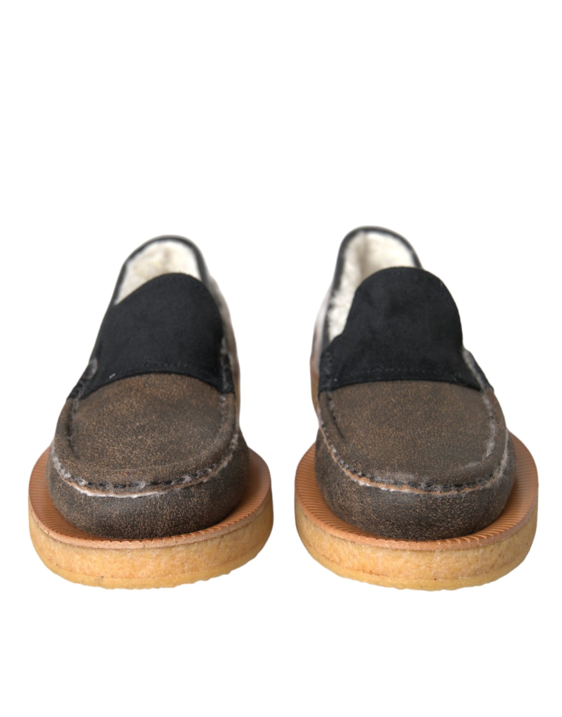 Braun Schwarz Pelz Leder Loafer Herren Schuhe