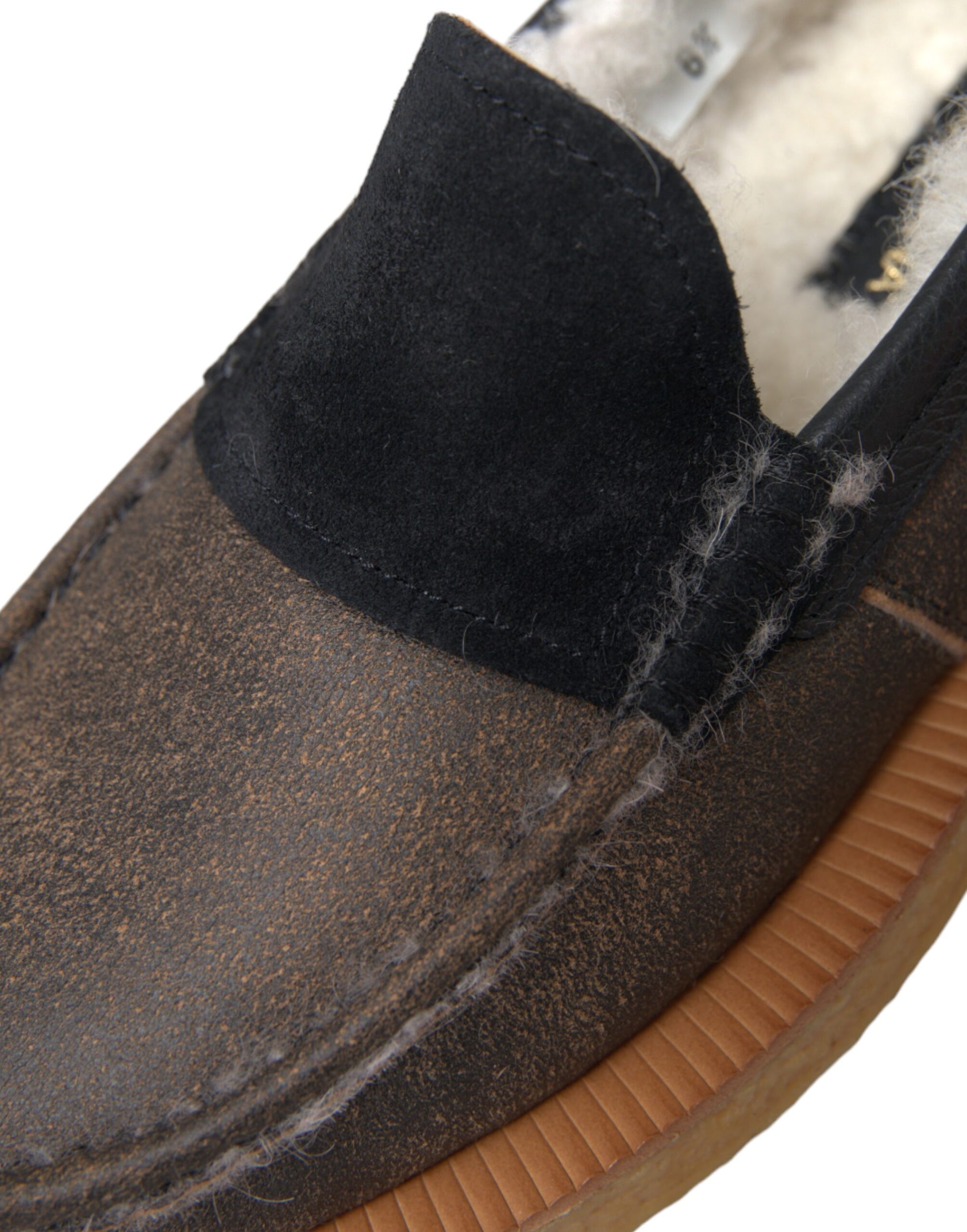 Braun Schwarz Pelz Leder Loafer Herren Schuhe