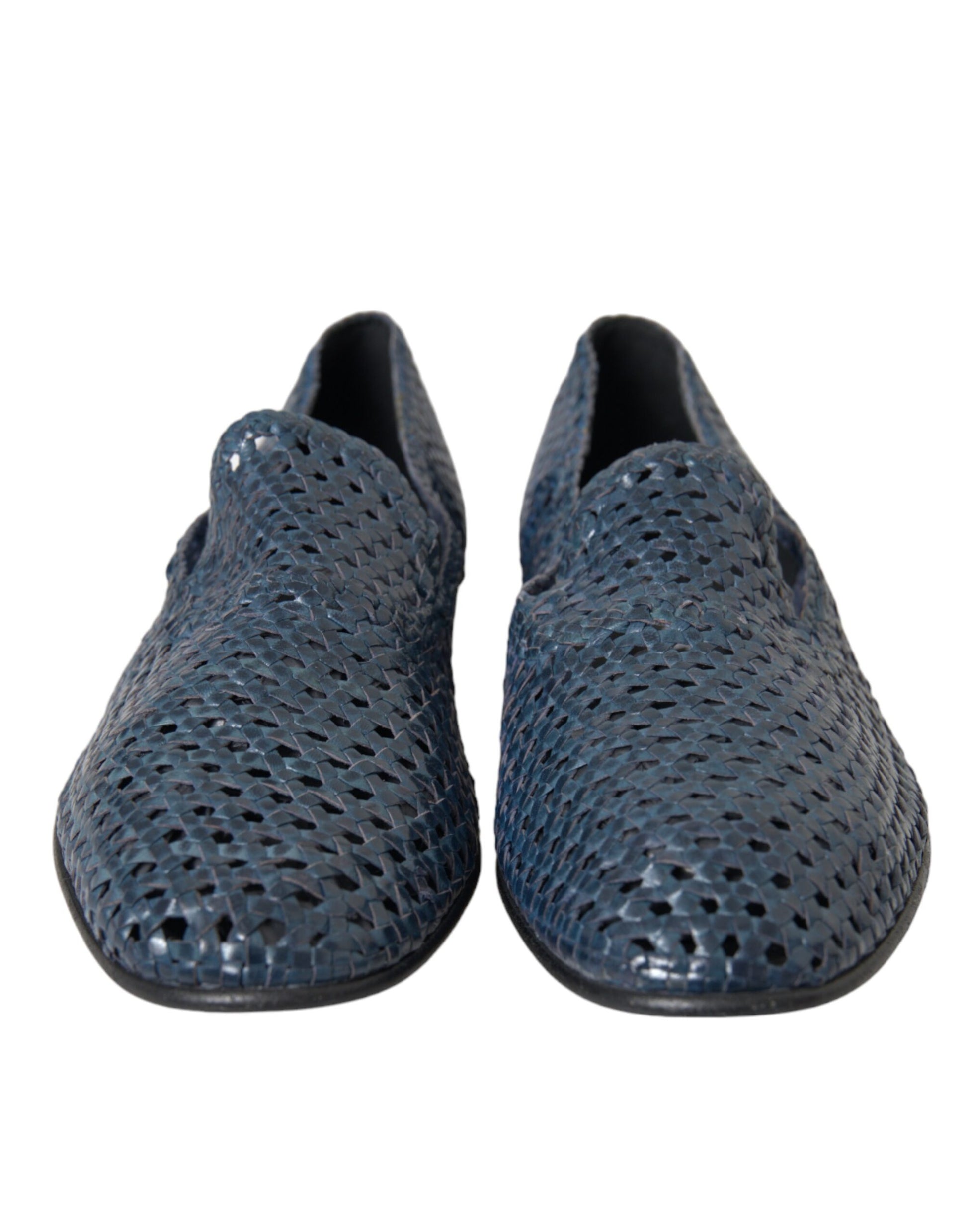 Blaue Slipper aus gewebtem Leder für Herren