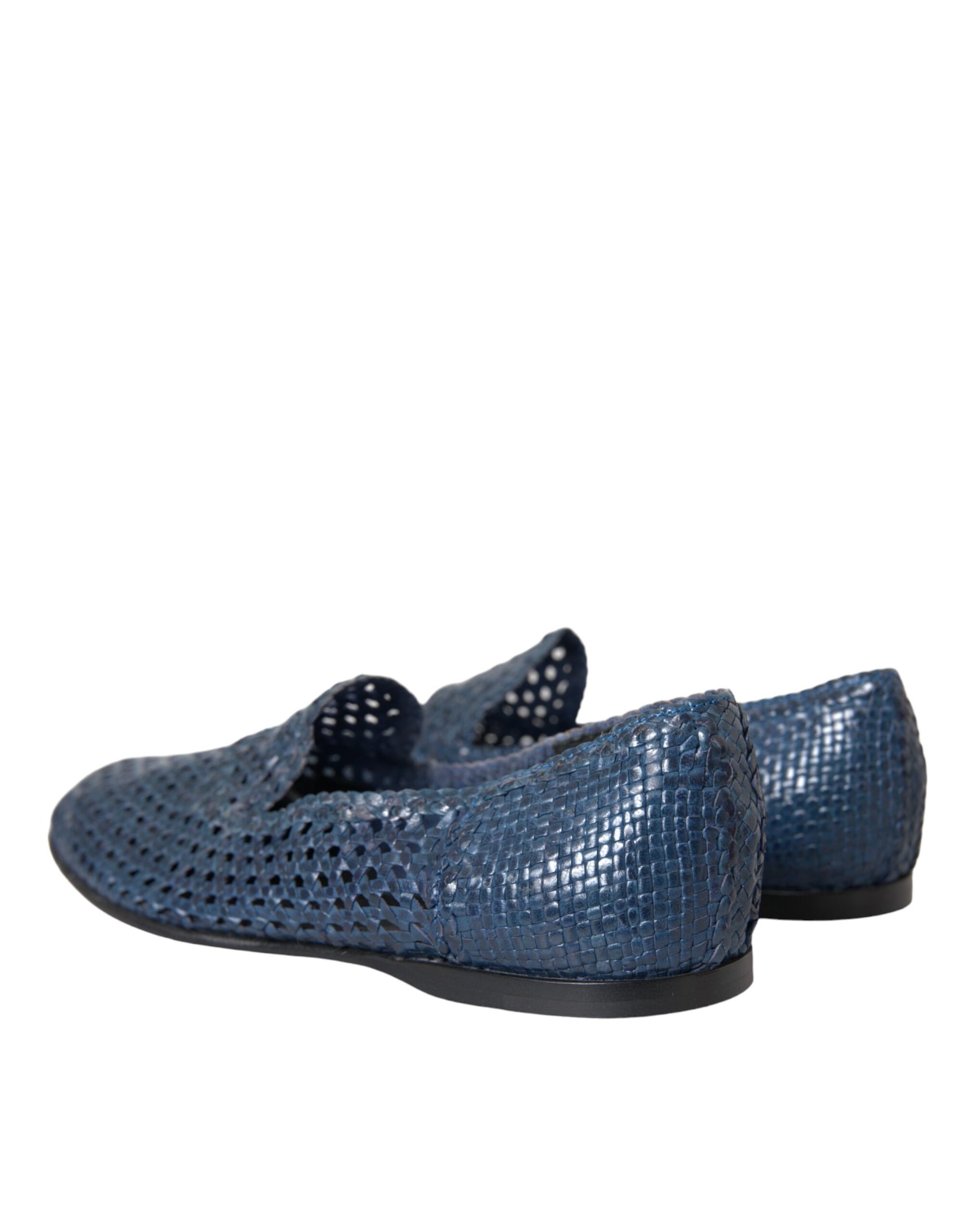 Blaue Slipper aus gewebtem Leder für Herren