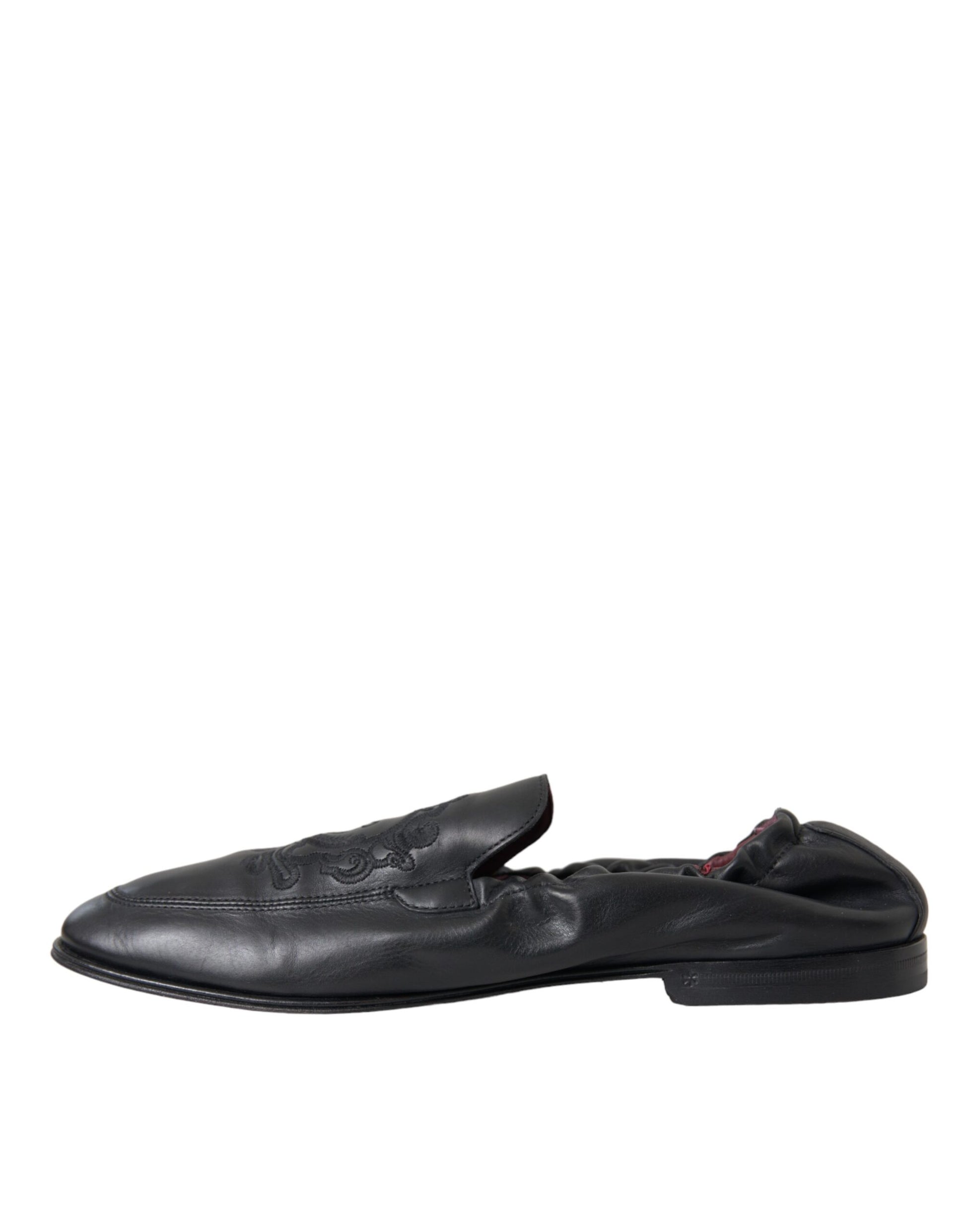Schwarze Herren-Loafer aus Leder mit Logo-Stickerei