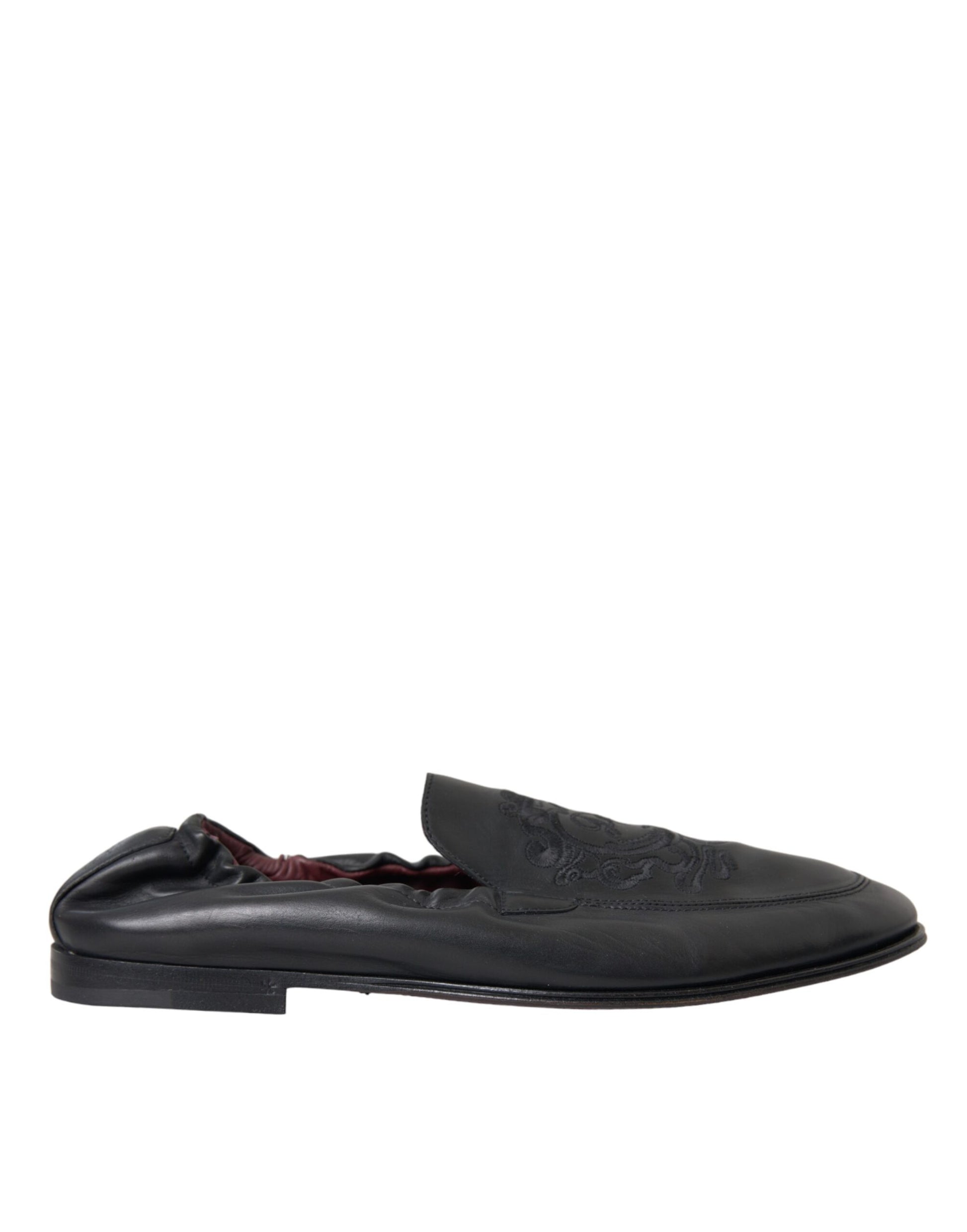 Schwarze Herren-Loafer aus Leder mit Logo-Stickerei