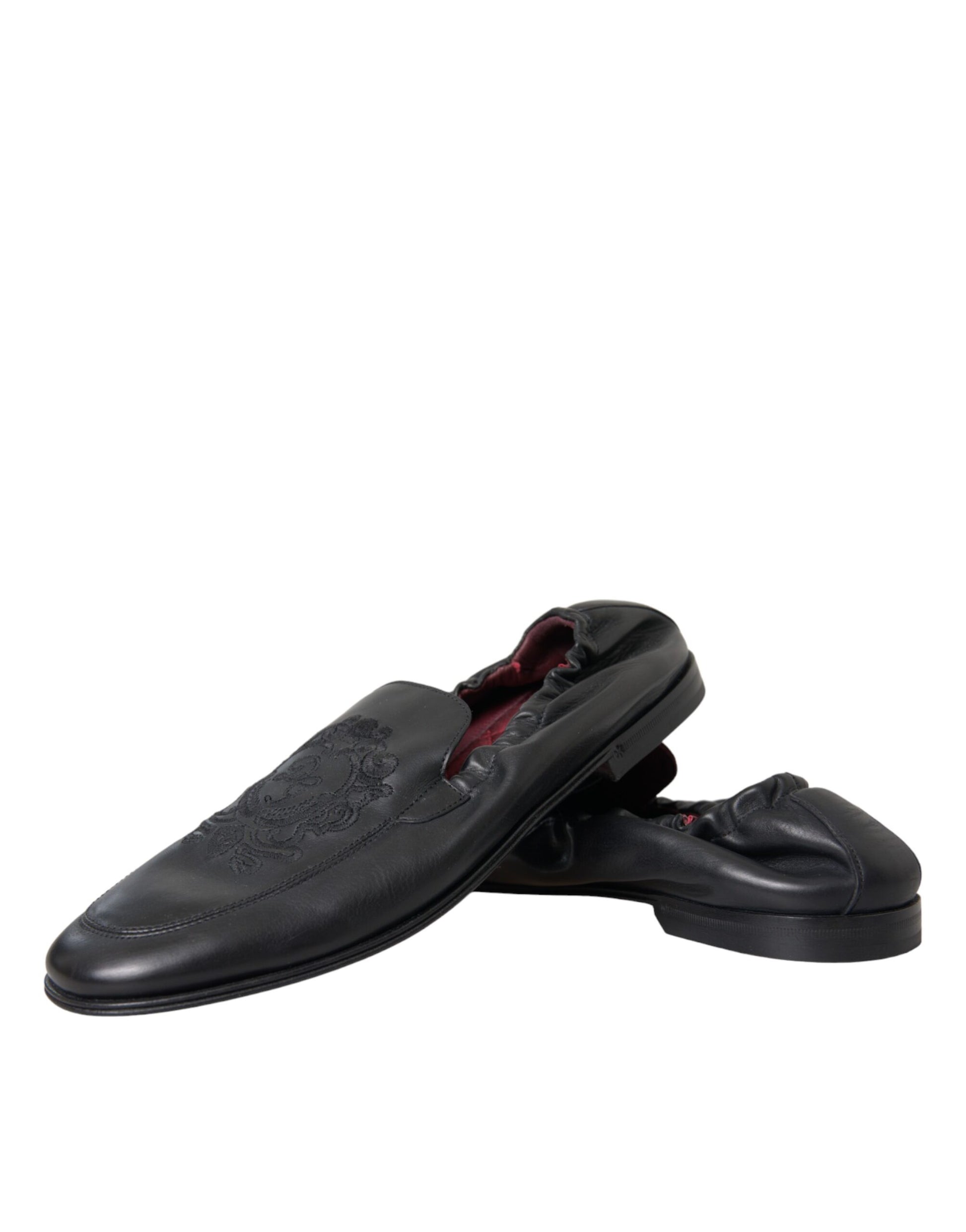 Schwarze Herren-Loafer aus Leder mit Logo-Stickerei