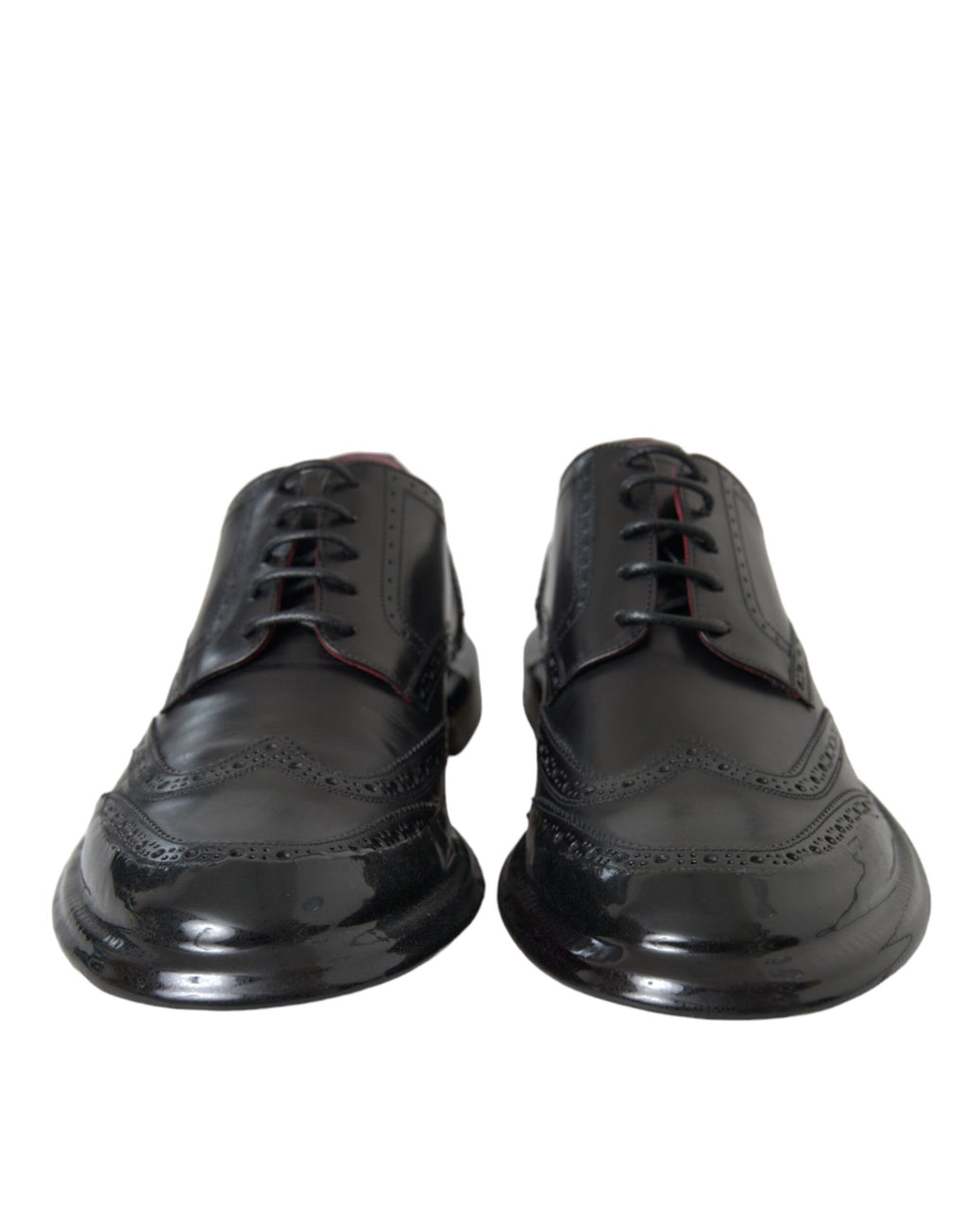 Schwarze Oxford-Schuhe aus Leder mit Flügelkappe für formelle Herren