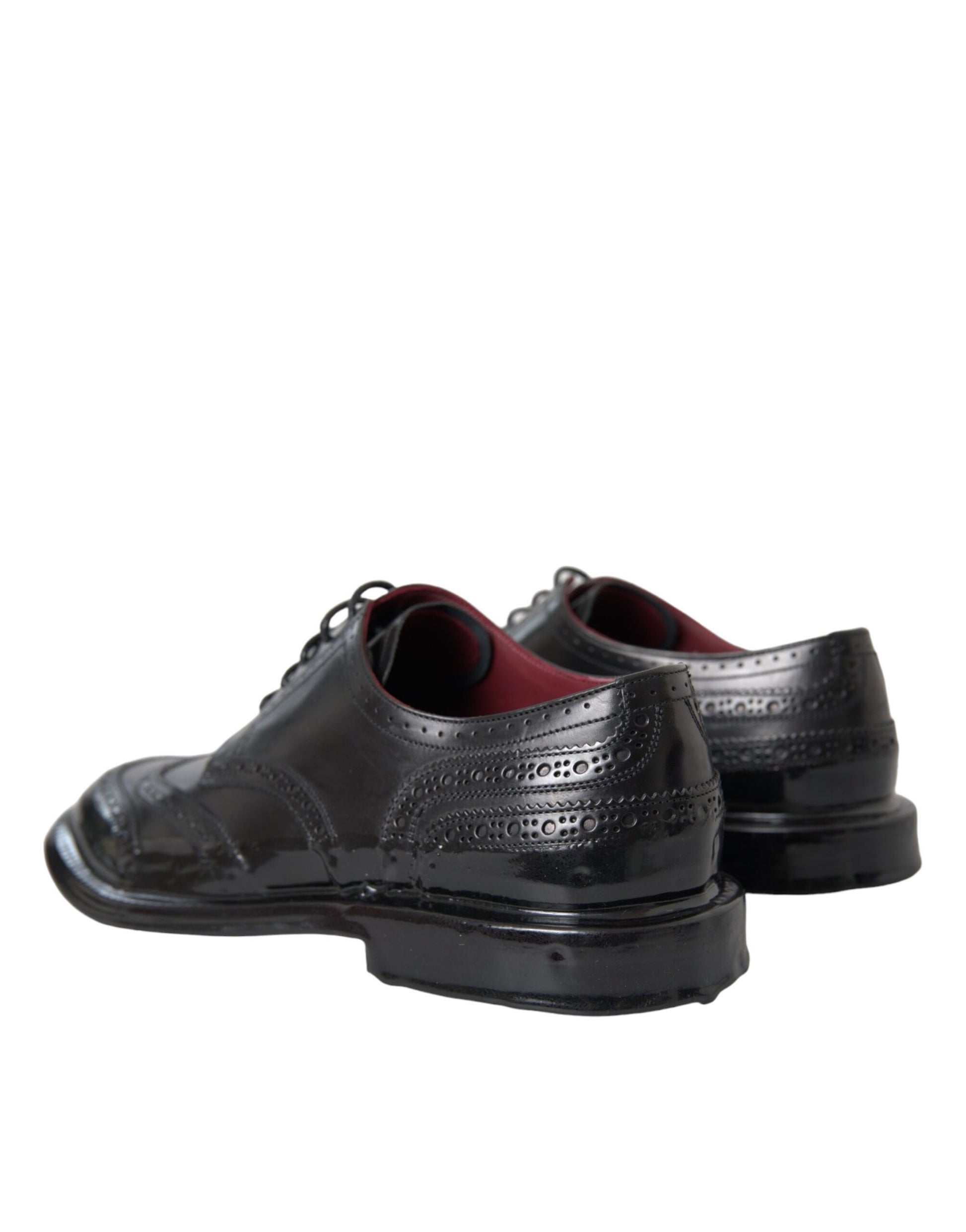 Schwarze Oxford-Schuhe aus Leder mit Flügelkappe für formelle Herren