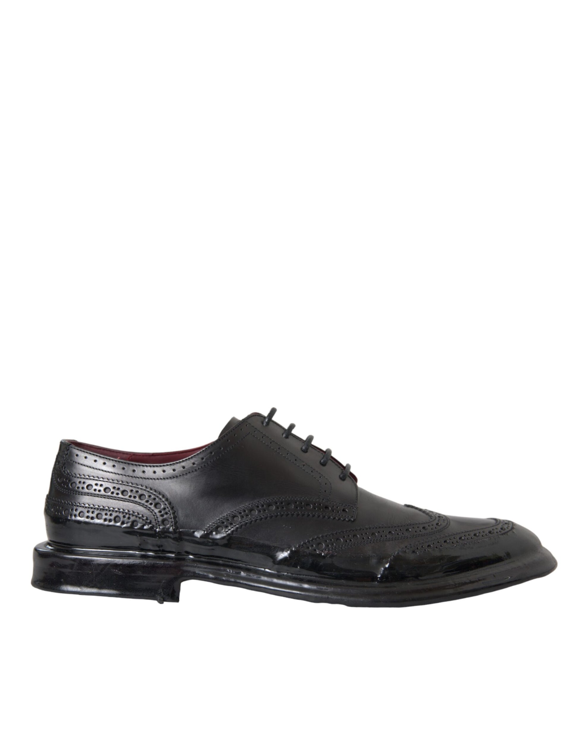 Schwarze Oxford-Schuhe aus Leder mit Flügelkappe für formelle Herren