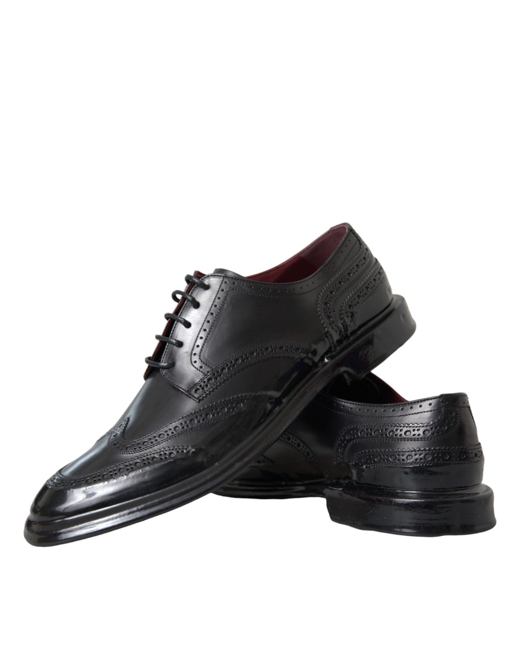 Schwarze Oxford-Schuhe aus Leder mit Flügelkappe für formelle Herren