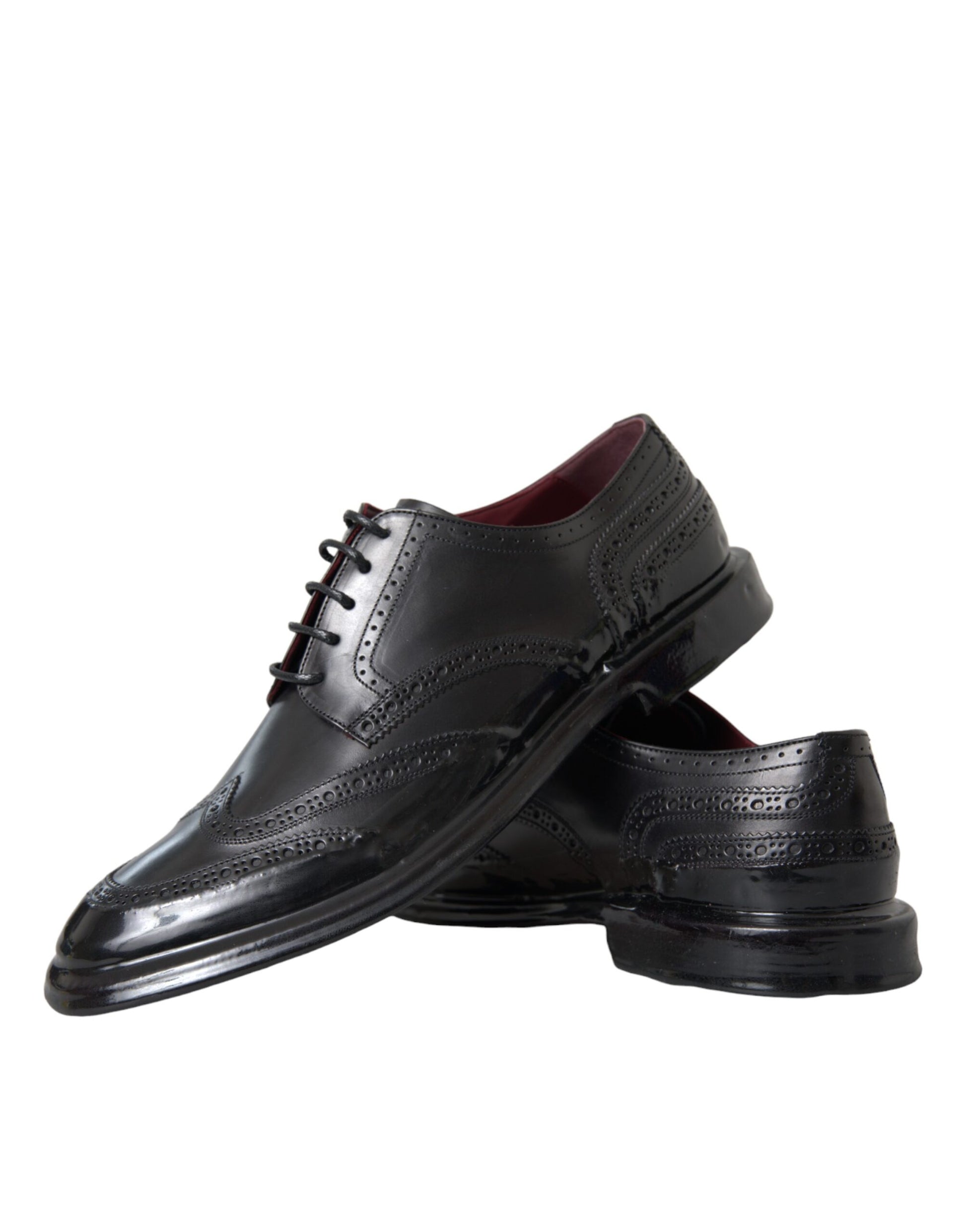 Schwarze Oxford-Schuhe aus Leder mit Flügelkappe für formelle Herren