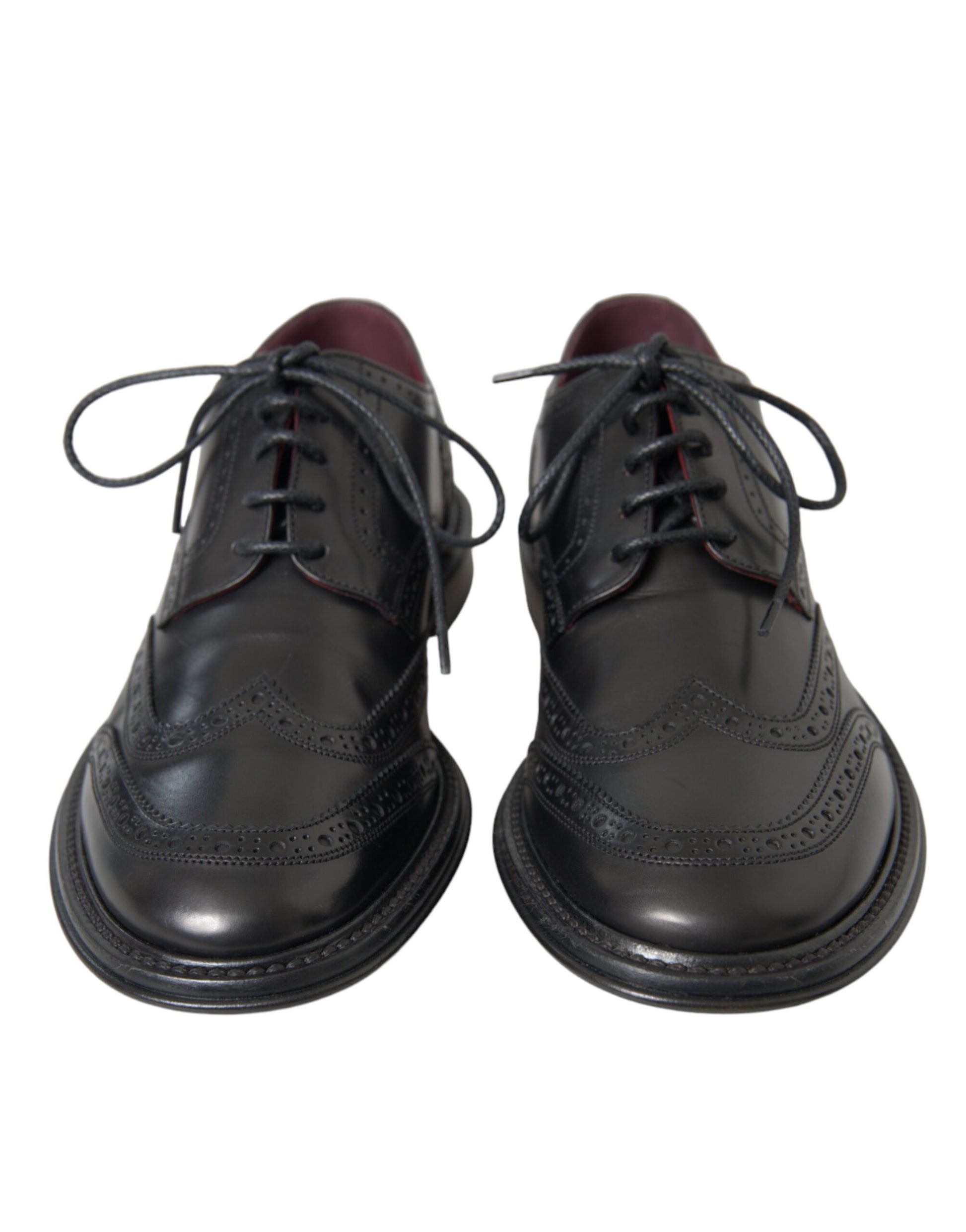Schwarze Oxford-Schuhe aus Leder mit Flügelkappe für formelle Herren