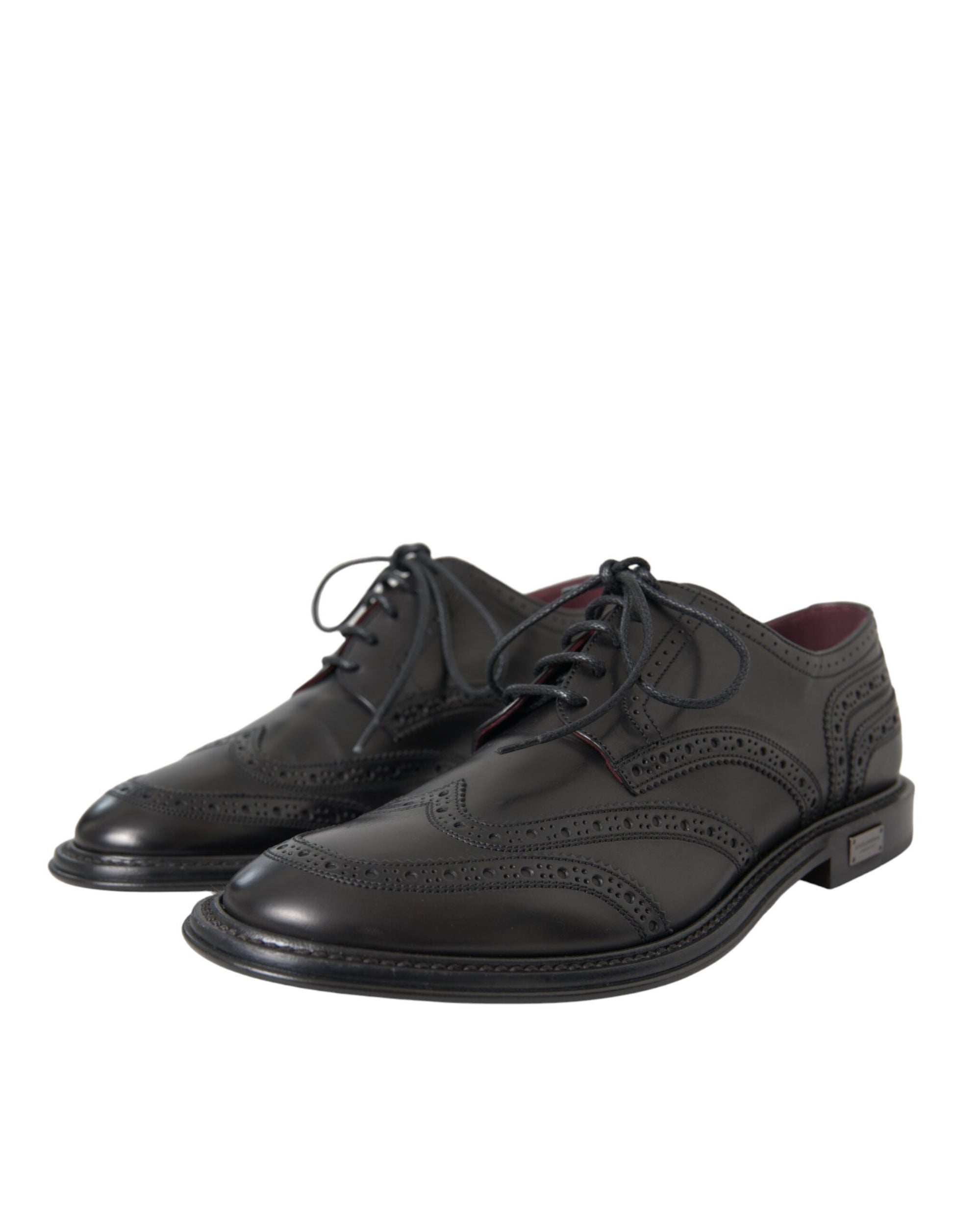 Schwarze Oxford-Schuhe aus Leder mit Flügelkappe für formelle Herren