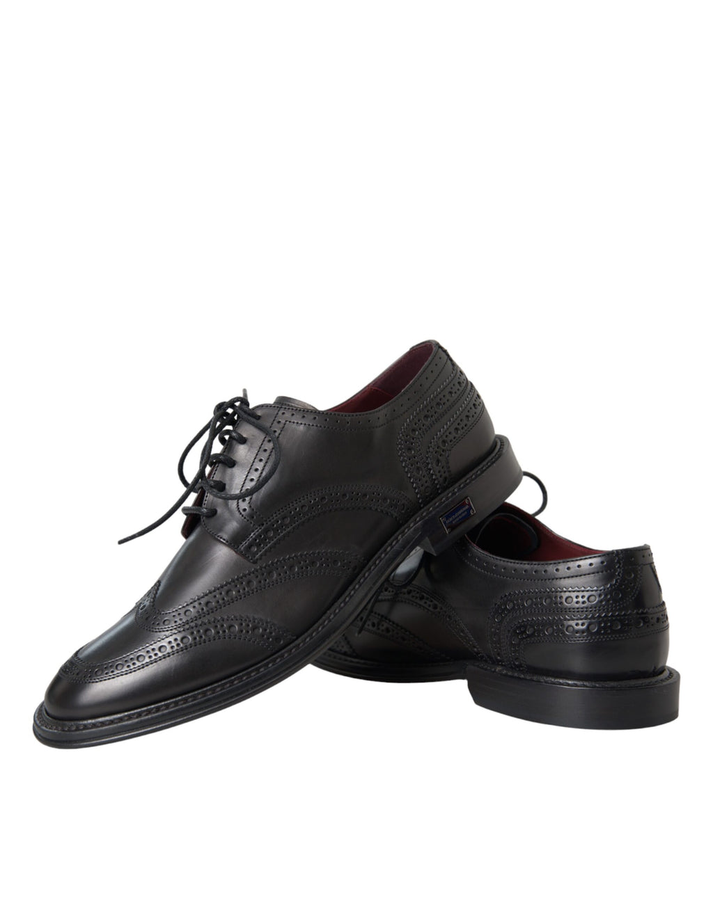 Schwarze Oxford-Schuhe aus Leder mit Flügelkappe für formelle Herren