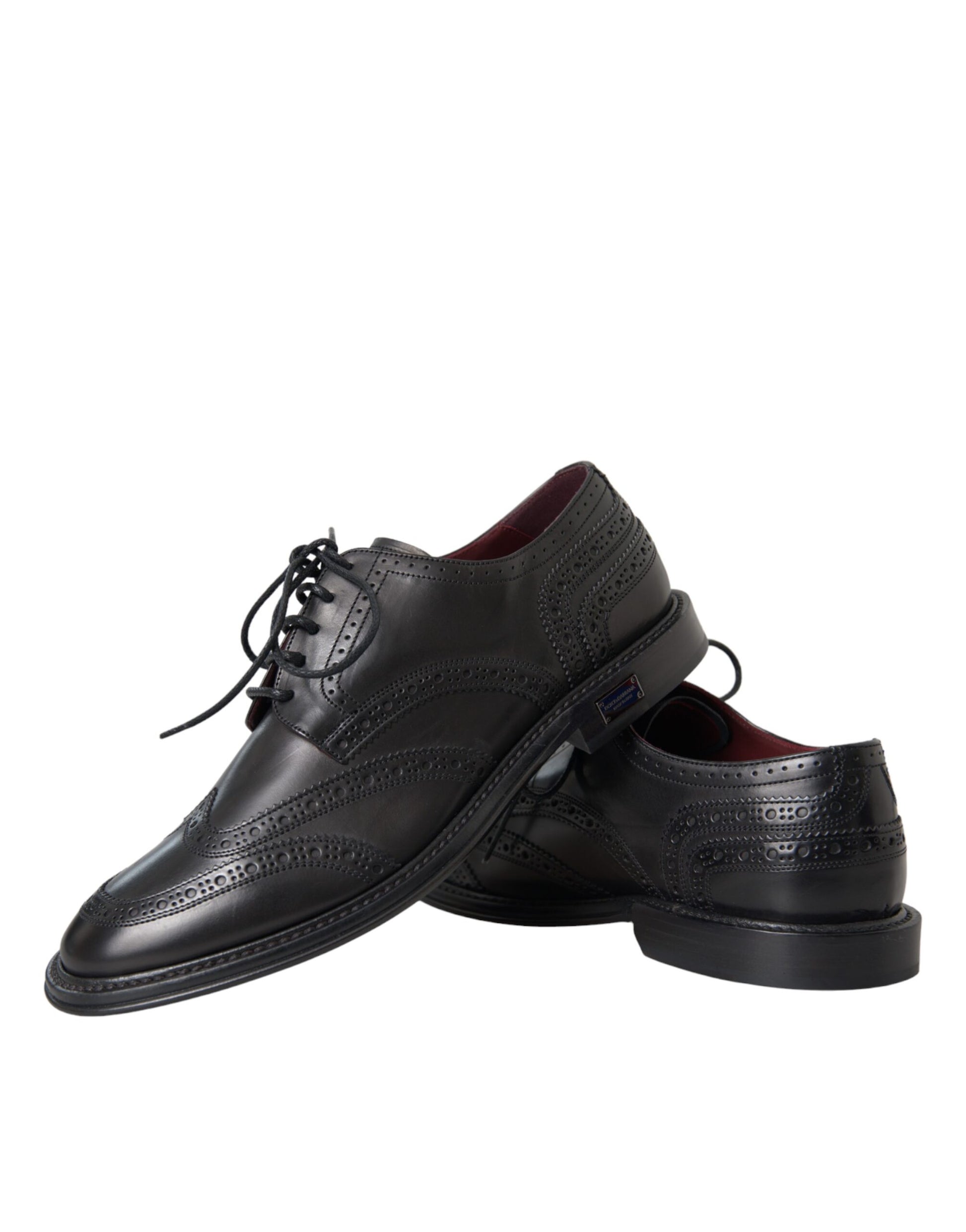 Schwarze Oxford-Schuhe aus Leder mit Flügelkappe für formelle Herren