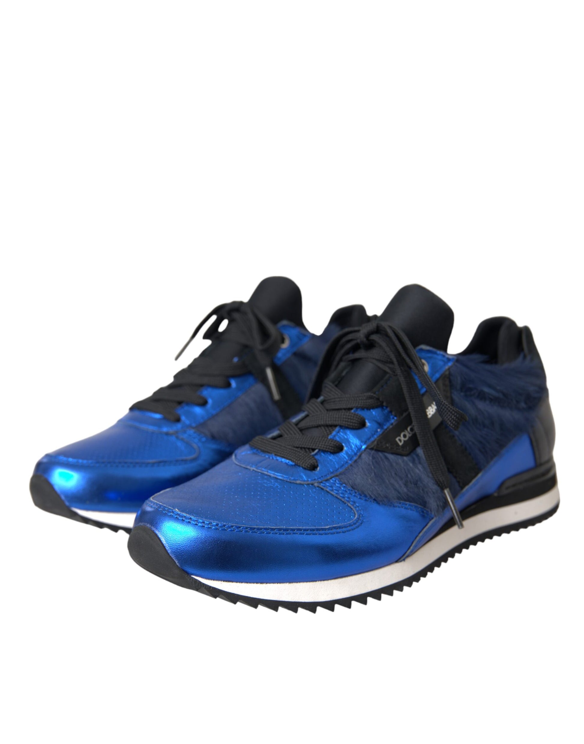 Blaue schwarze Sneakers aus Kalbshaarleder