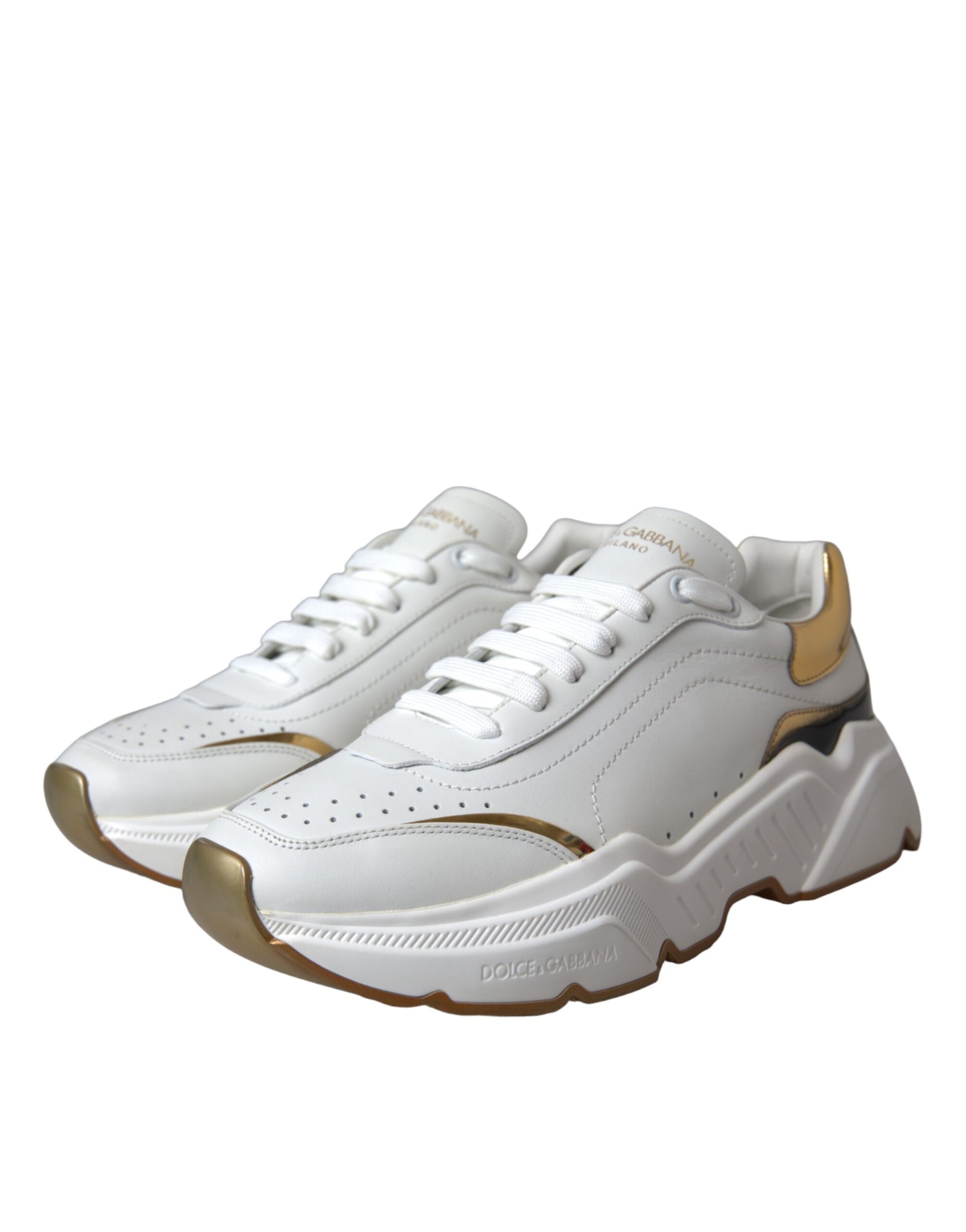 Weißgoldene DAYMASTER Leder-Sneakers