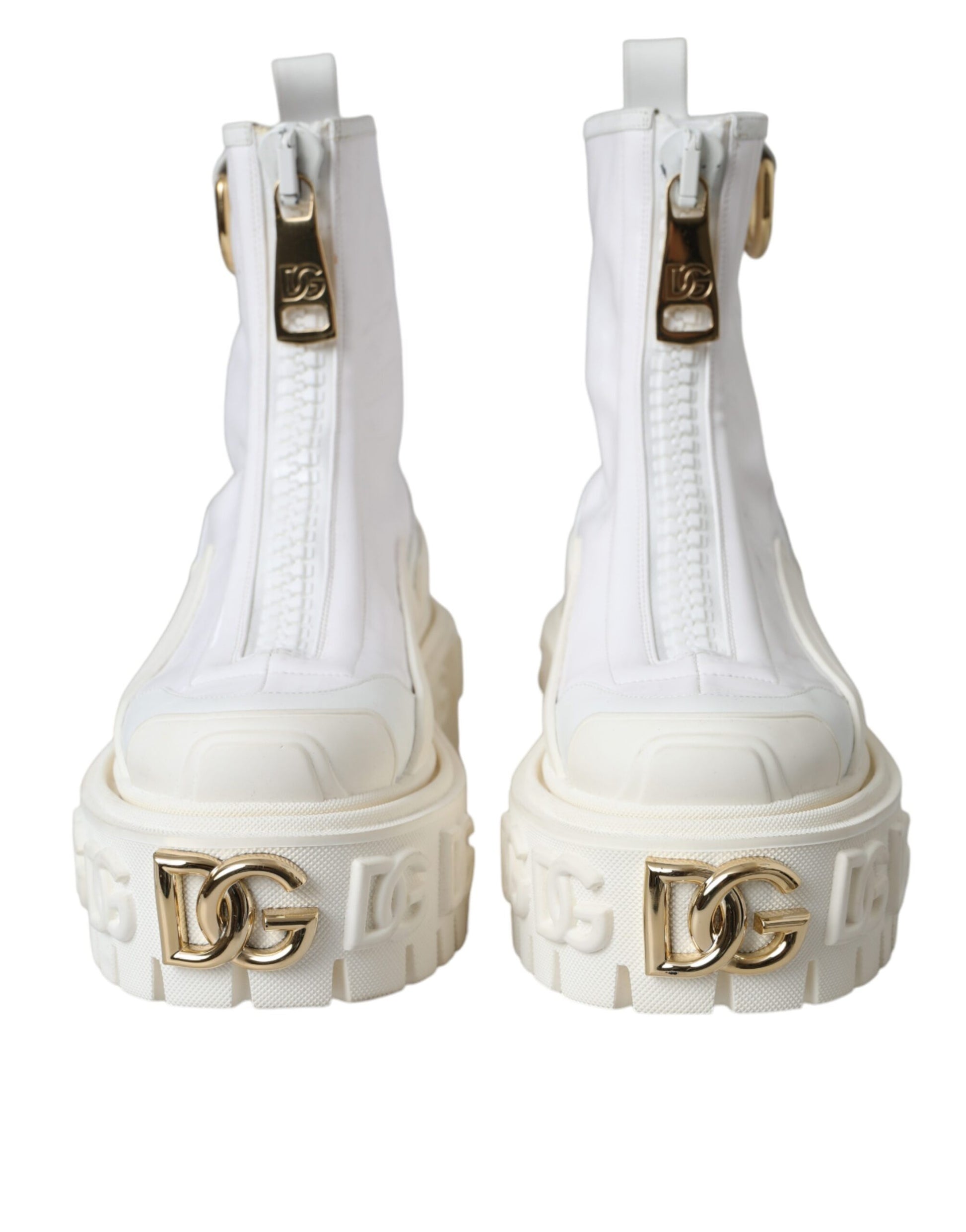 Weiße Stiefeletten aus Leder und Gummi mit Logo