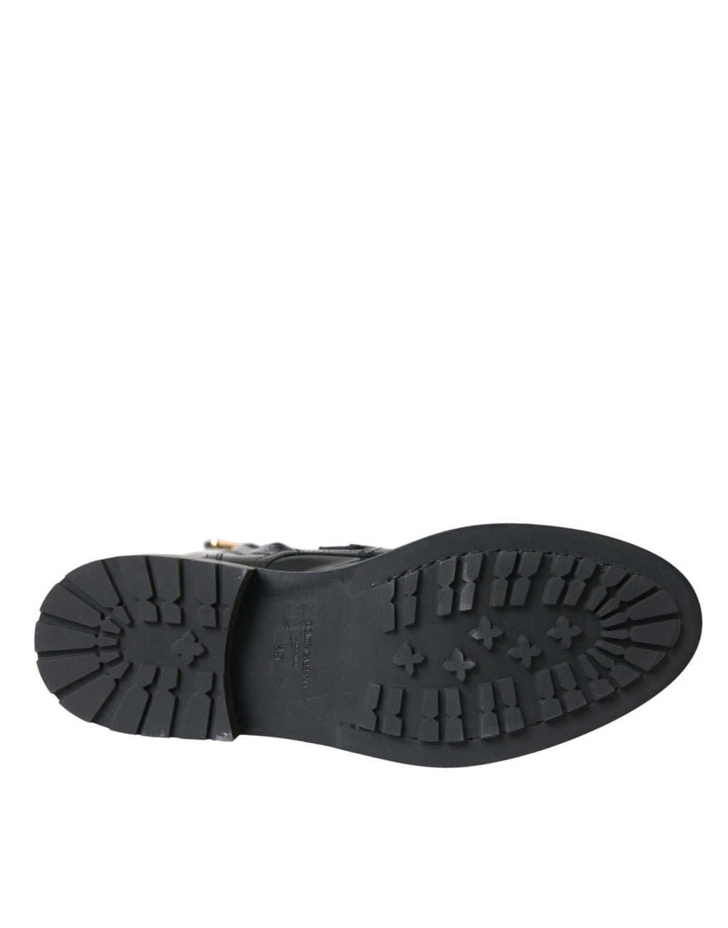 Schwarze Lederstiefel mit Kristallschnallen