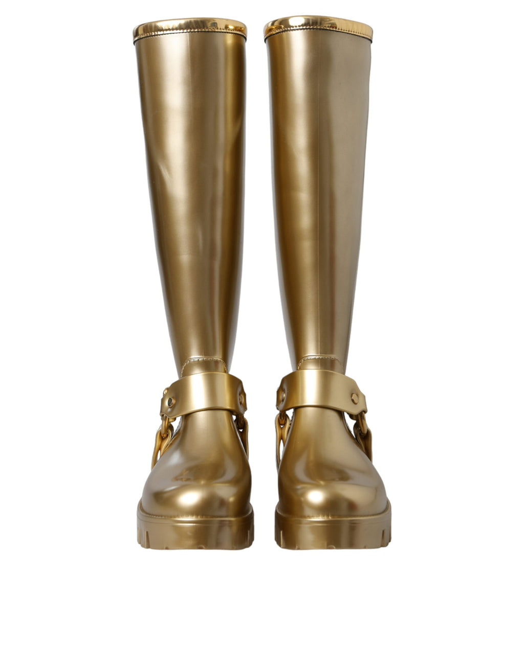 Metallic Gold Gummi PVC Regenstiefel Schuhe