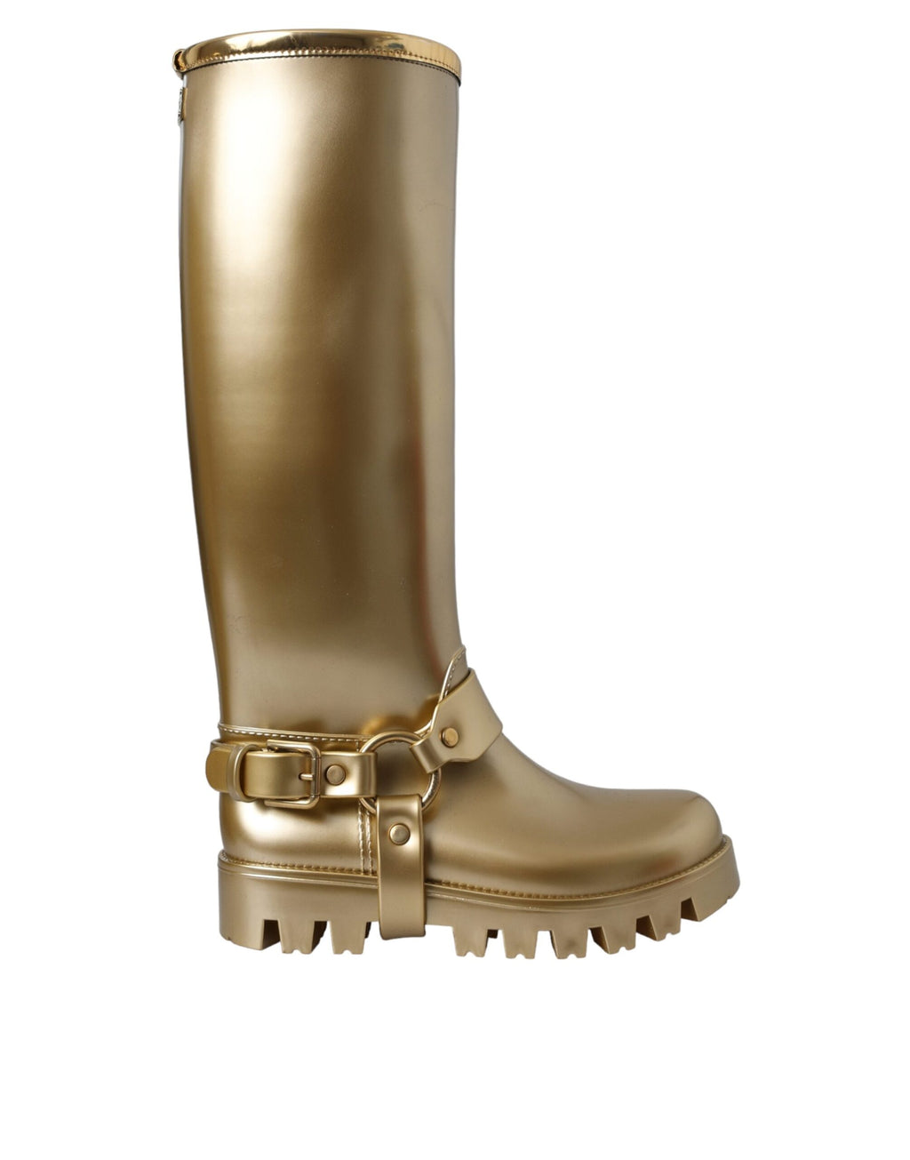 Metallic Gold Gummi PVC Regenstiefel Schuhe