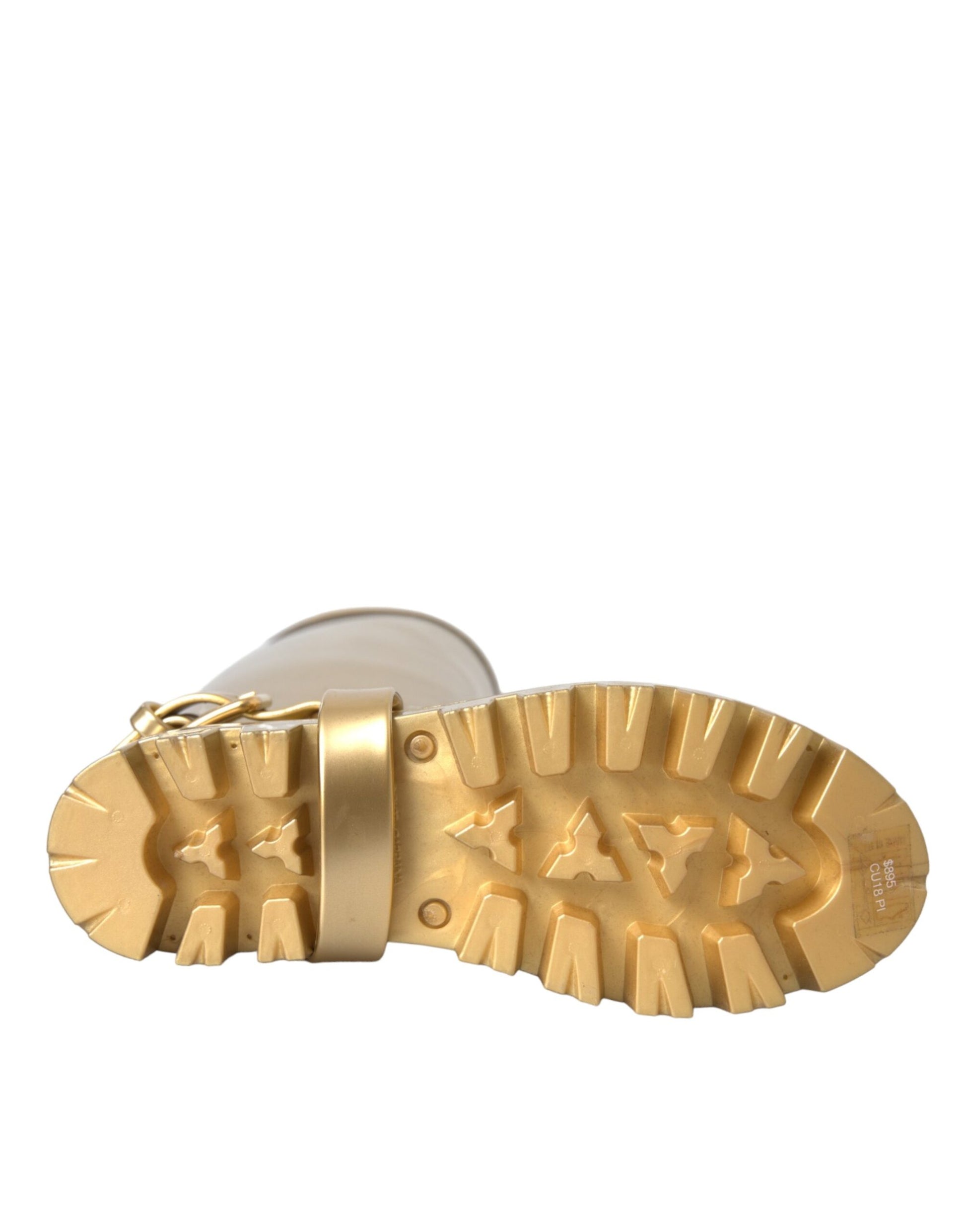 Metallic Gold Gummi PVC Regenstiefel Schuhe