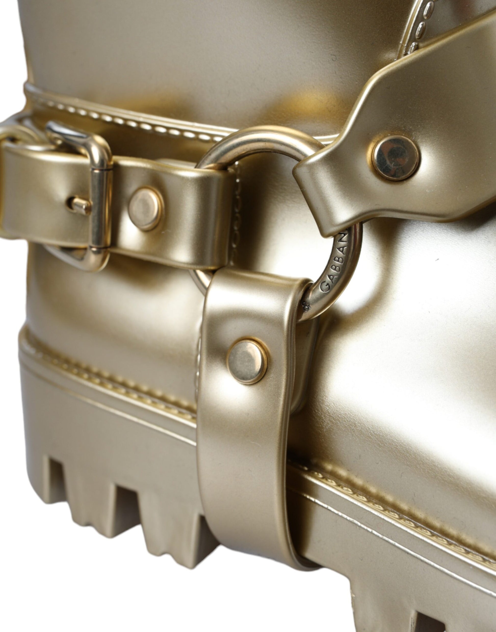 Metallic Gold Gummi PVC Regenstiefel Schuhe