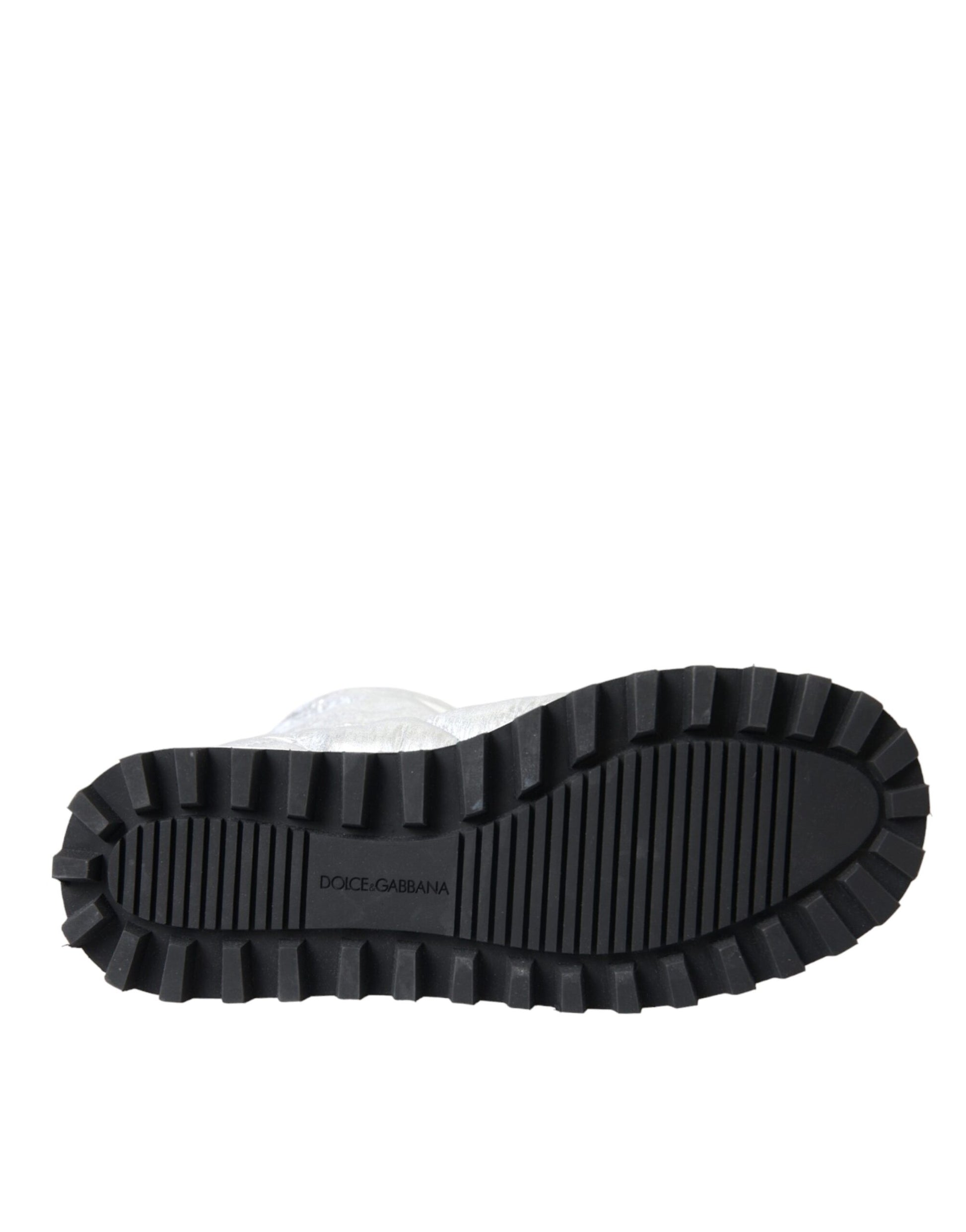 Stiefeletten mit gestepptem Logo-Patch in Metallic-Silber