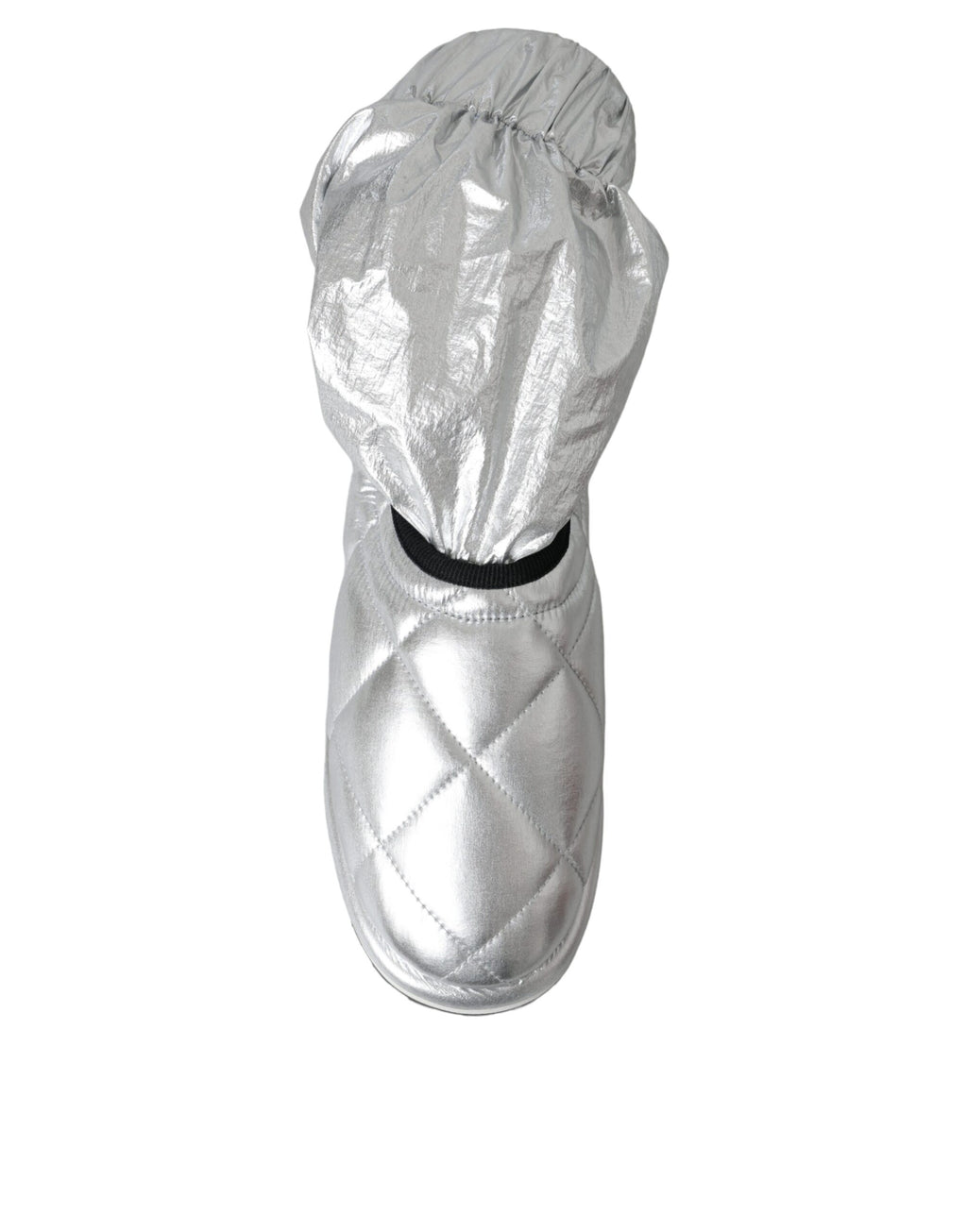 Stiefeletten mit gestepptem Logo-Patch in Metallic-Silber
