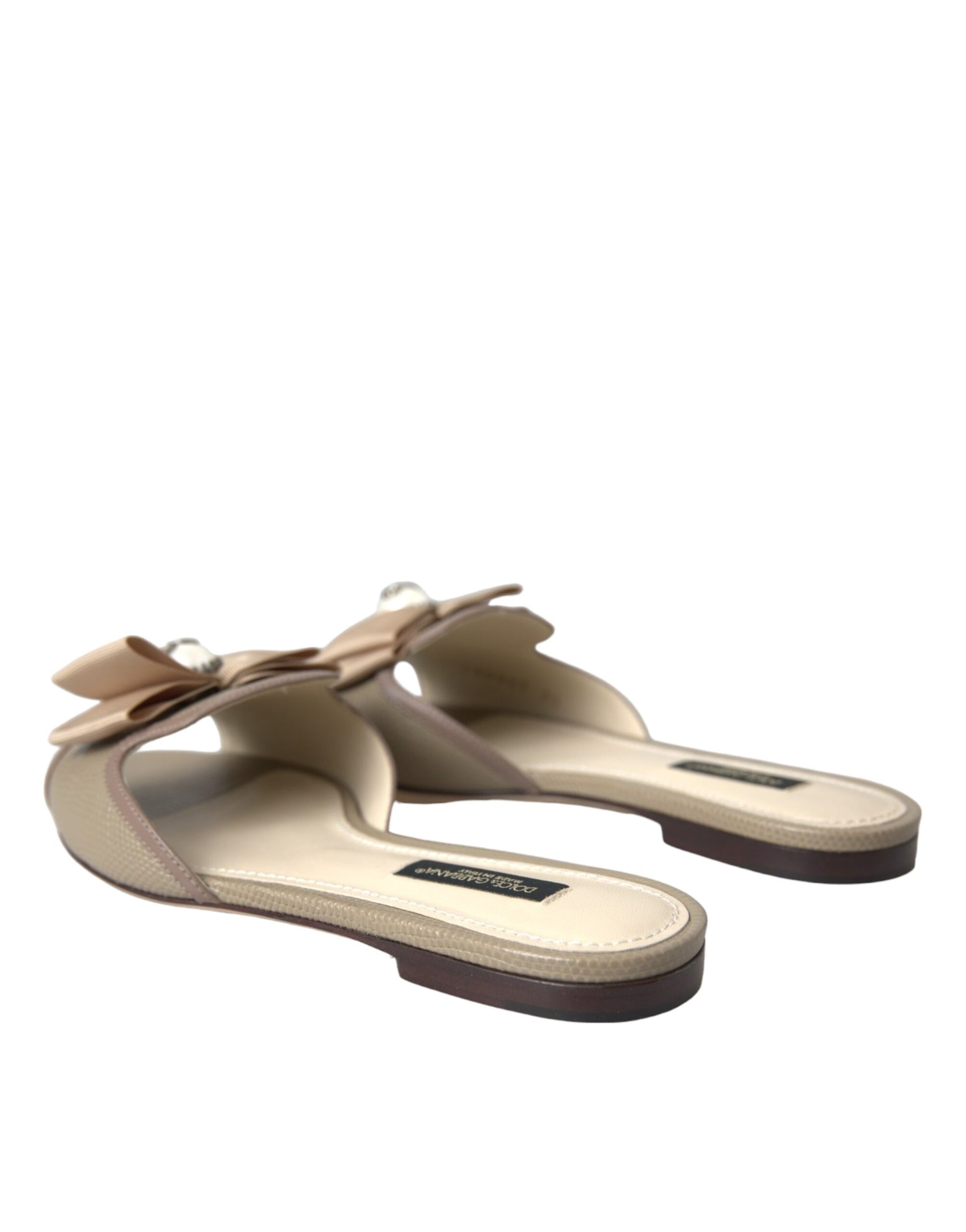 Beige Logo Pearl Flats Sandalen Slides Schuhe
