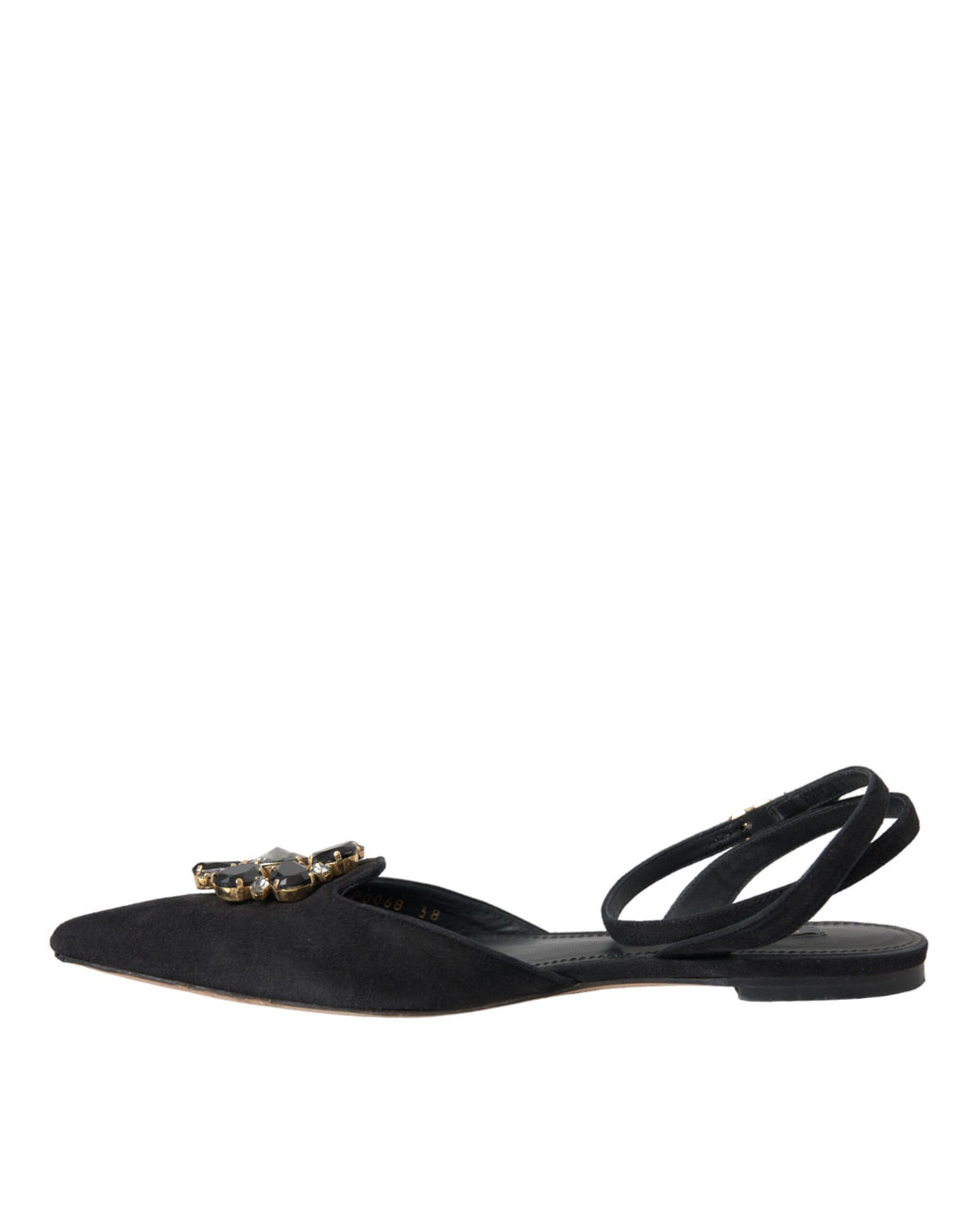 Schwarze Ledersandalen mit Kristallen