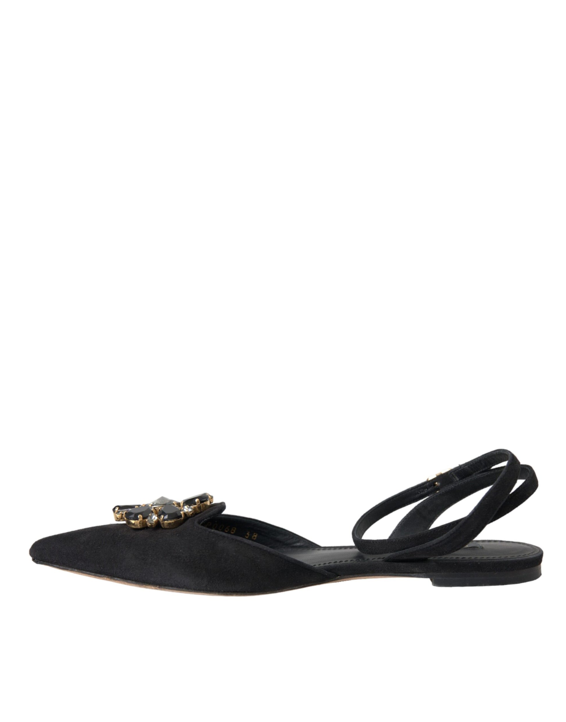 Schwarze Ledersandalen mit Kristallen