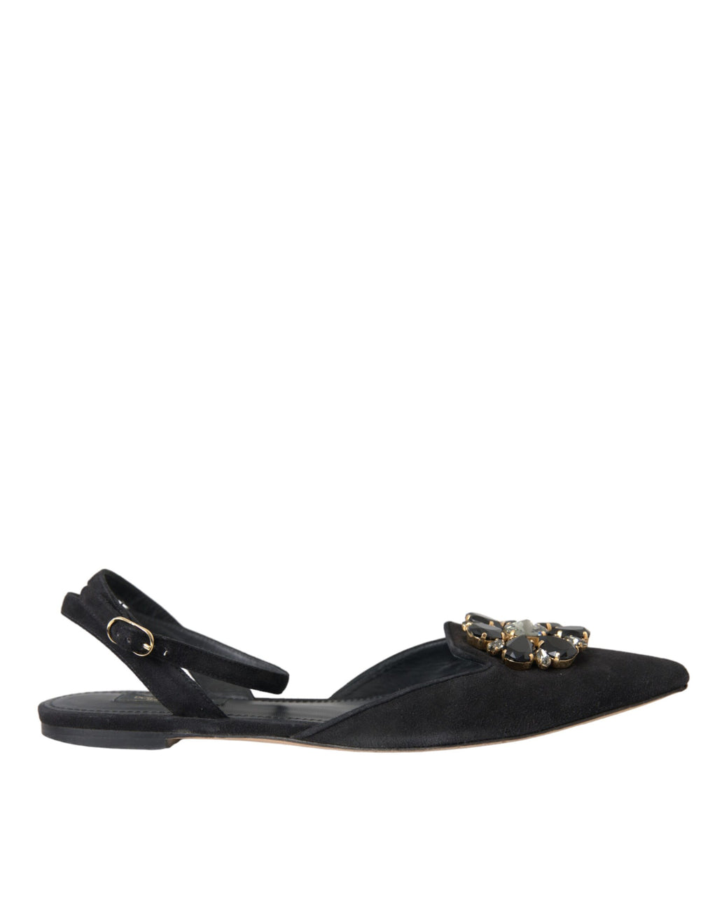 Schwarze Ledersandalen mit Kristallen